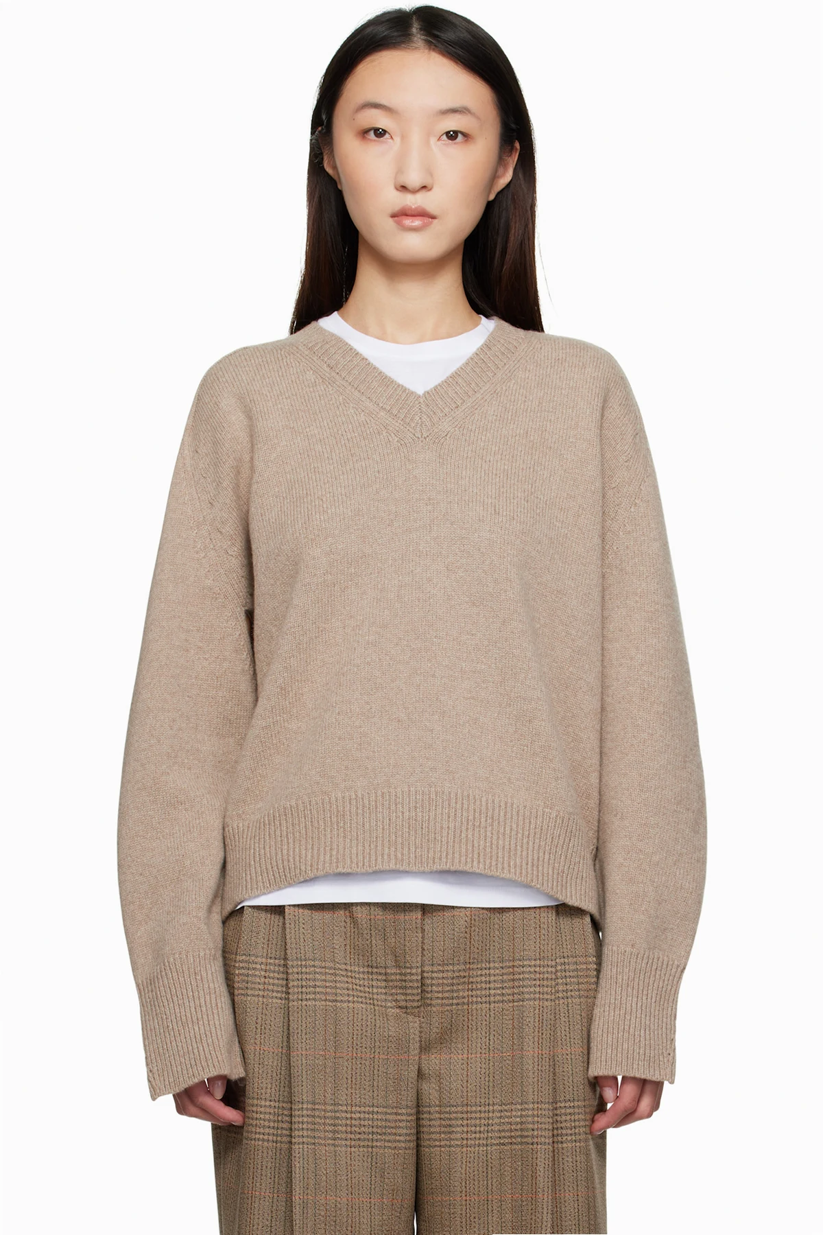 Beige Sleeve Wrap Sweater