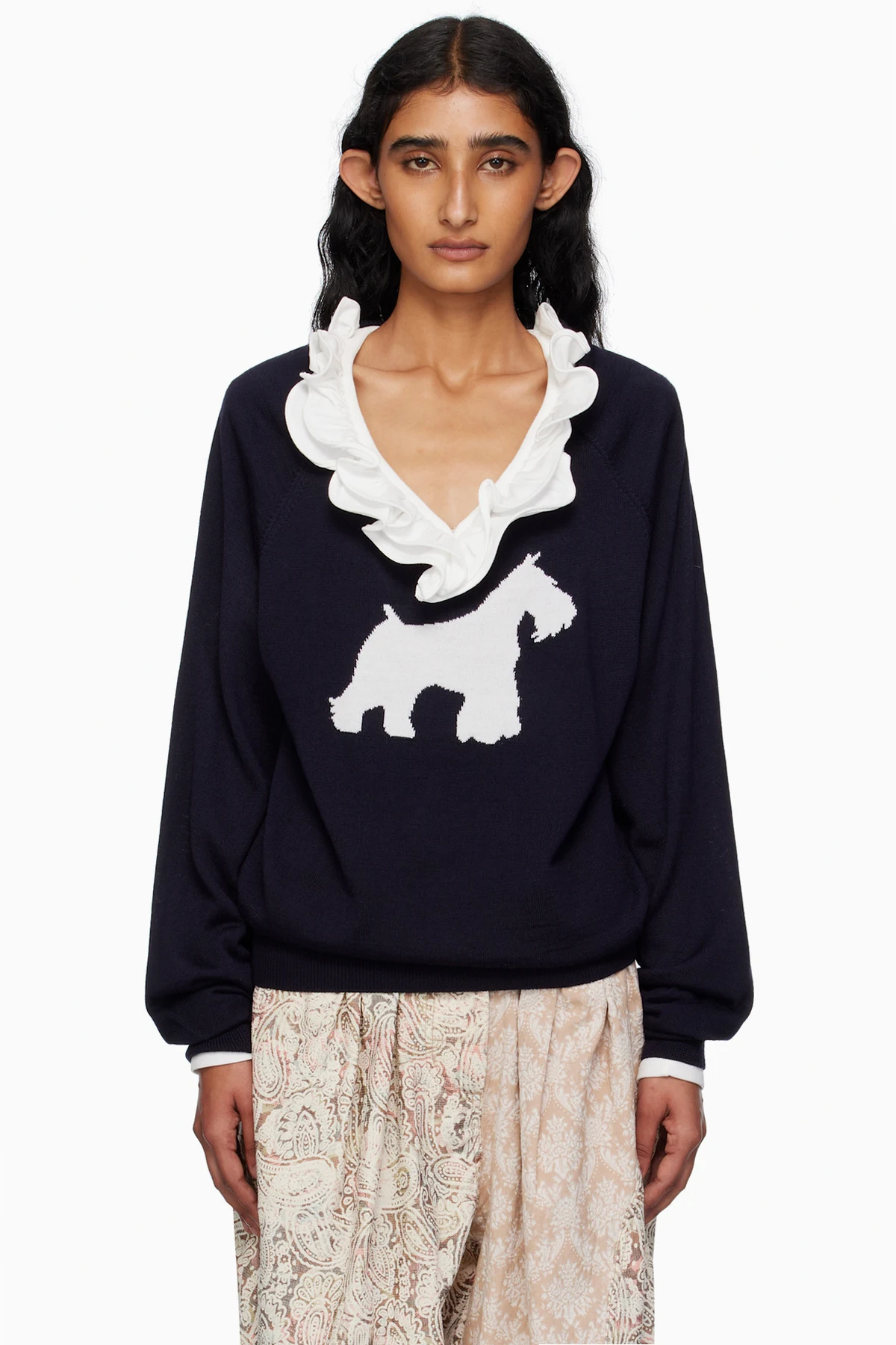 Navy Dog Graphic Knit Sweater