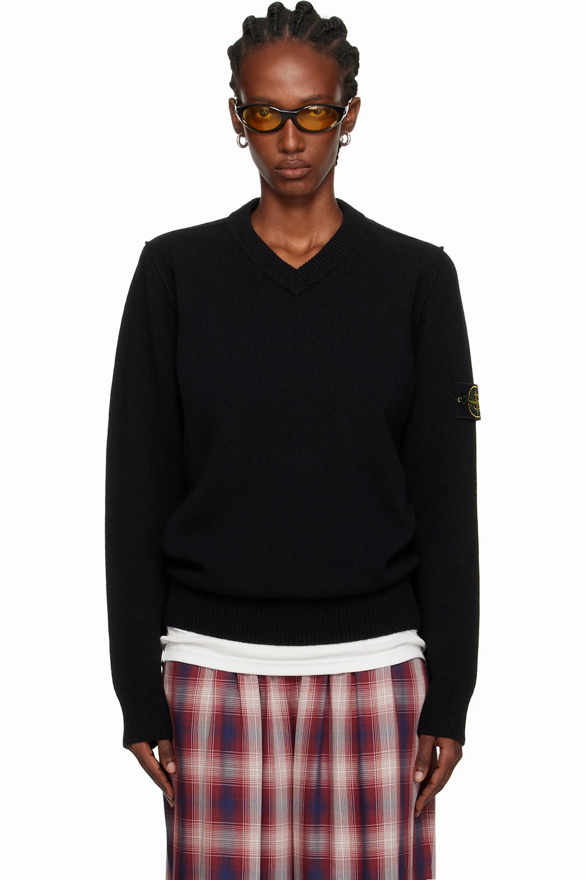 Black 5100033 V-Neck Jersey Lambswool Sweater