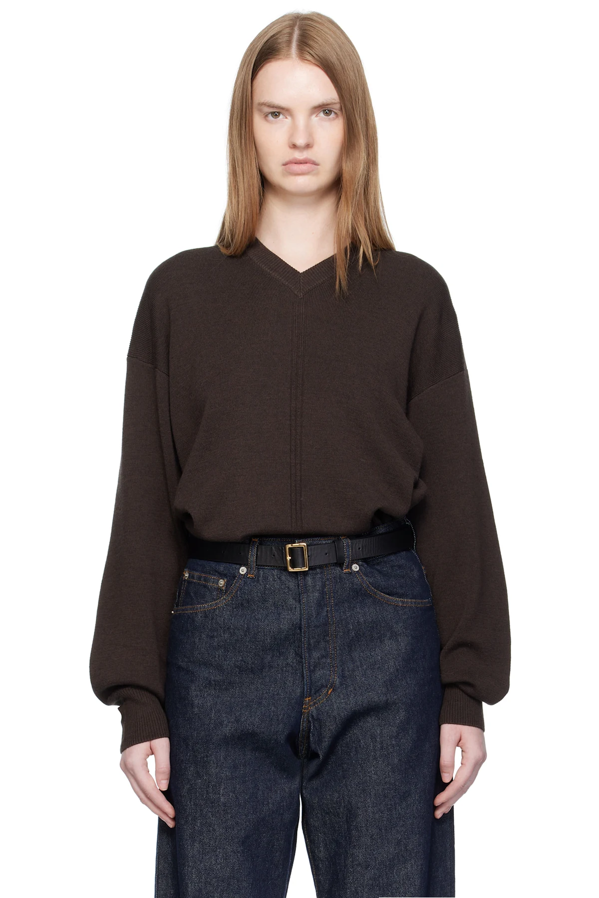 Brown V Neck Sweater