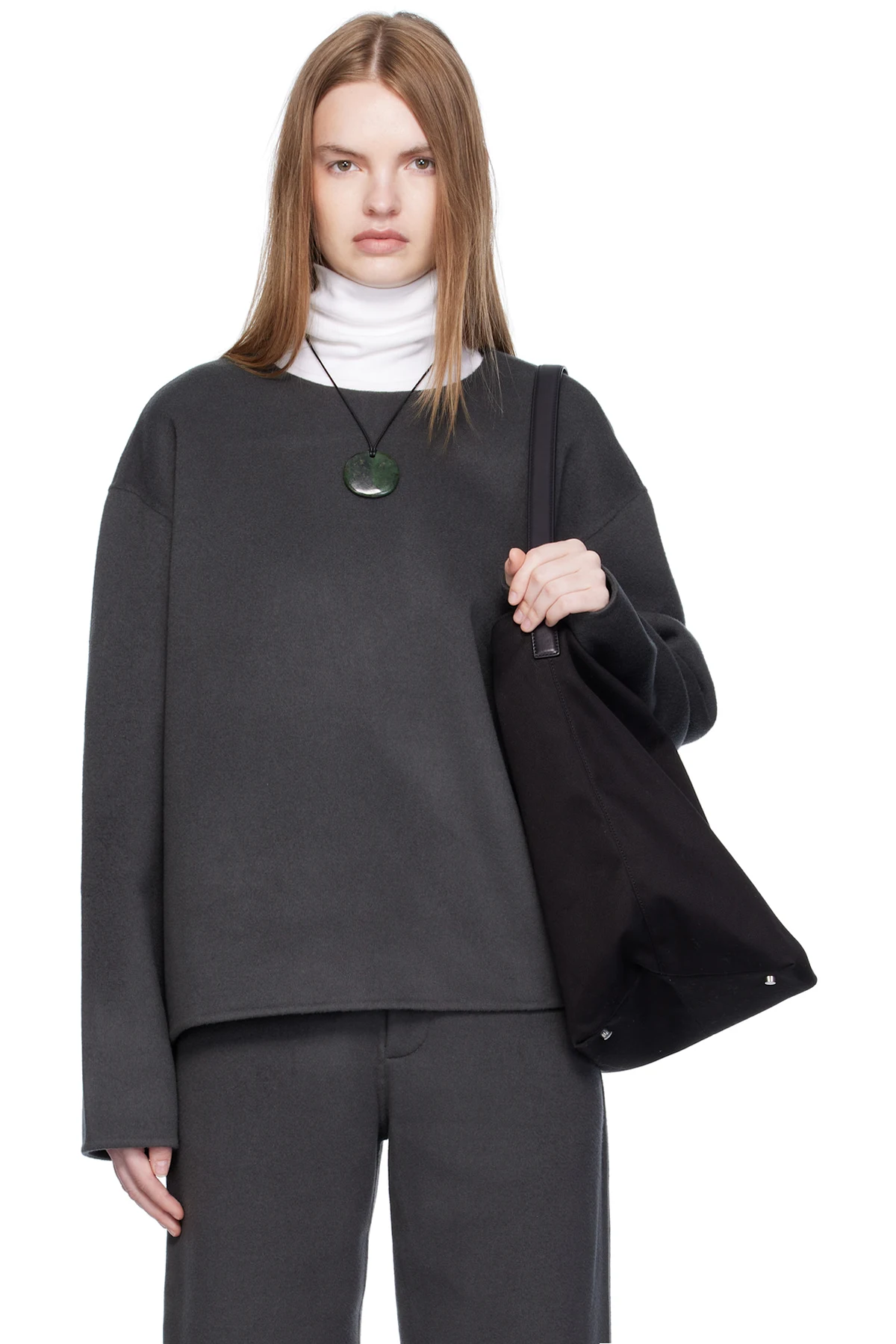 Gray Handmade Wool Cashmere Top