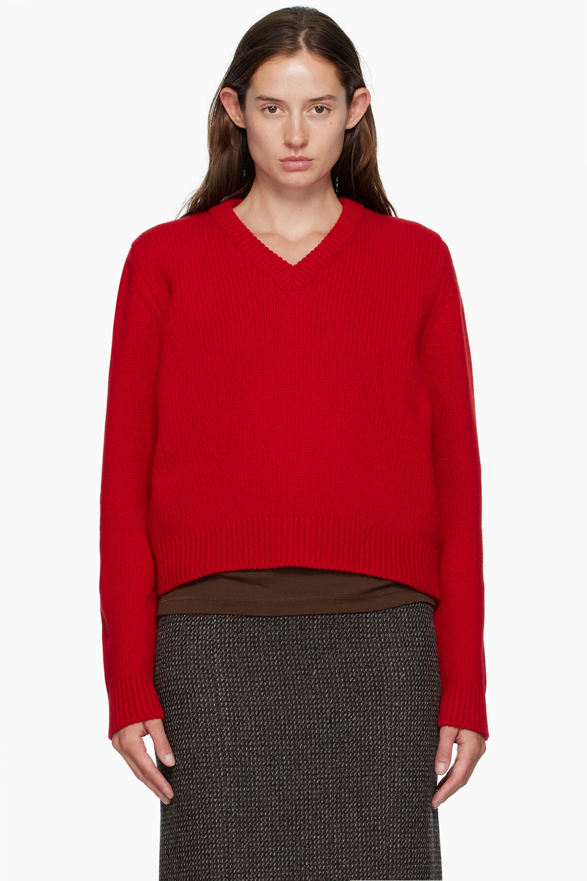 Red Glenn V-Neck Sweater