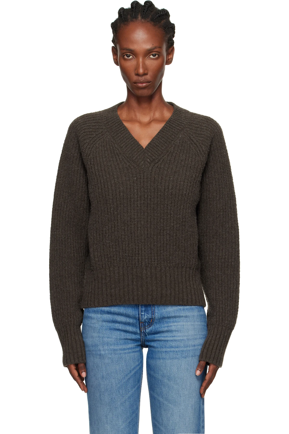 Brown Plaza V-Neck Sweater