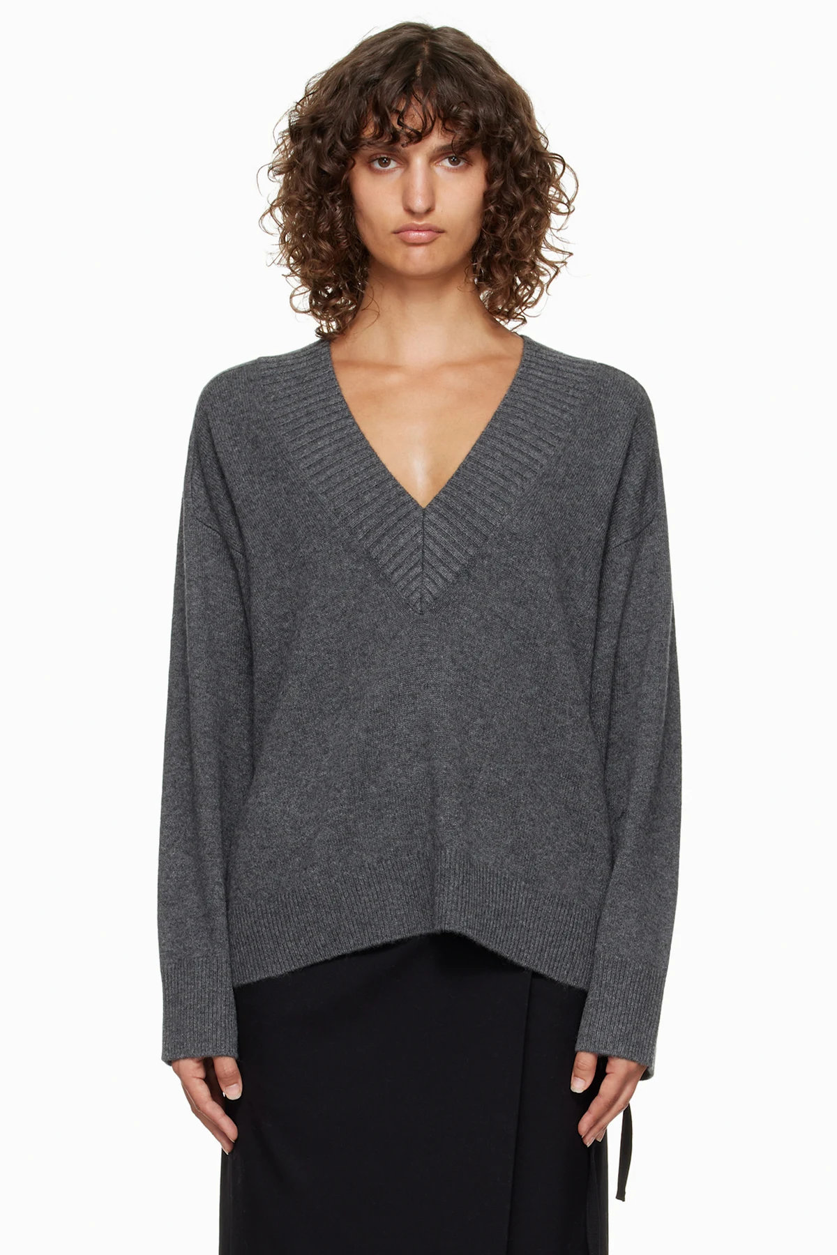 Gray Sage LDS V Neck Cashmere Sweater