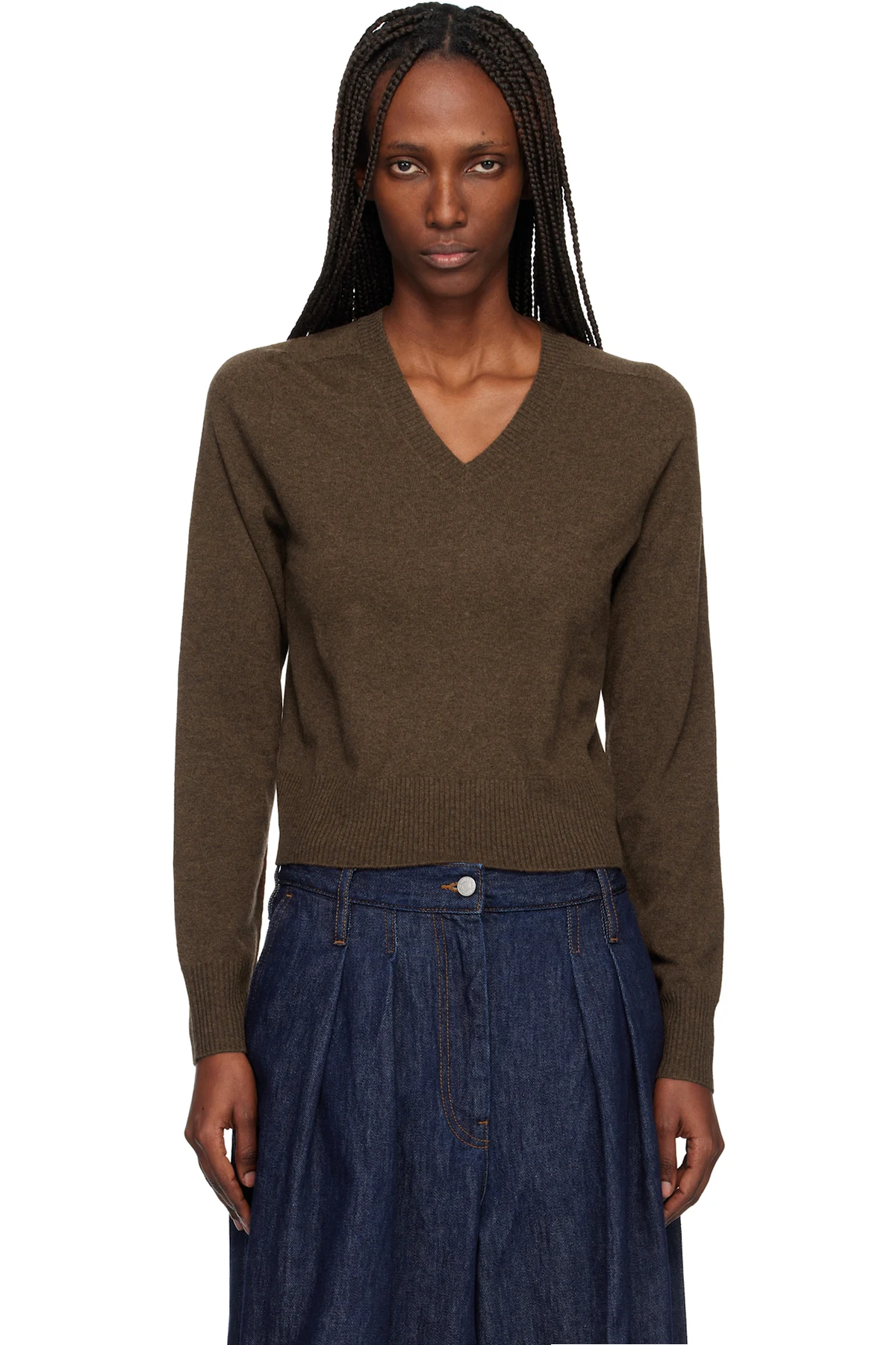 Brown Boston V-neck Sweater
