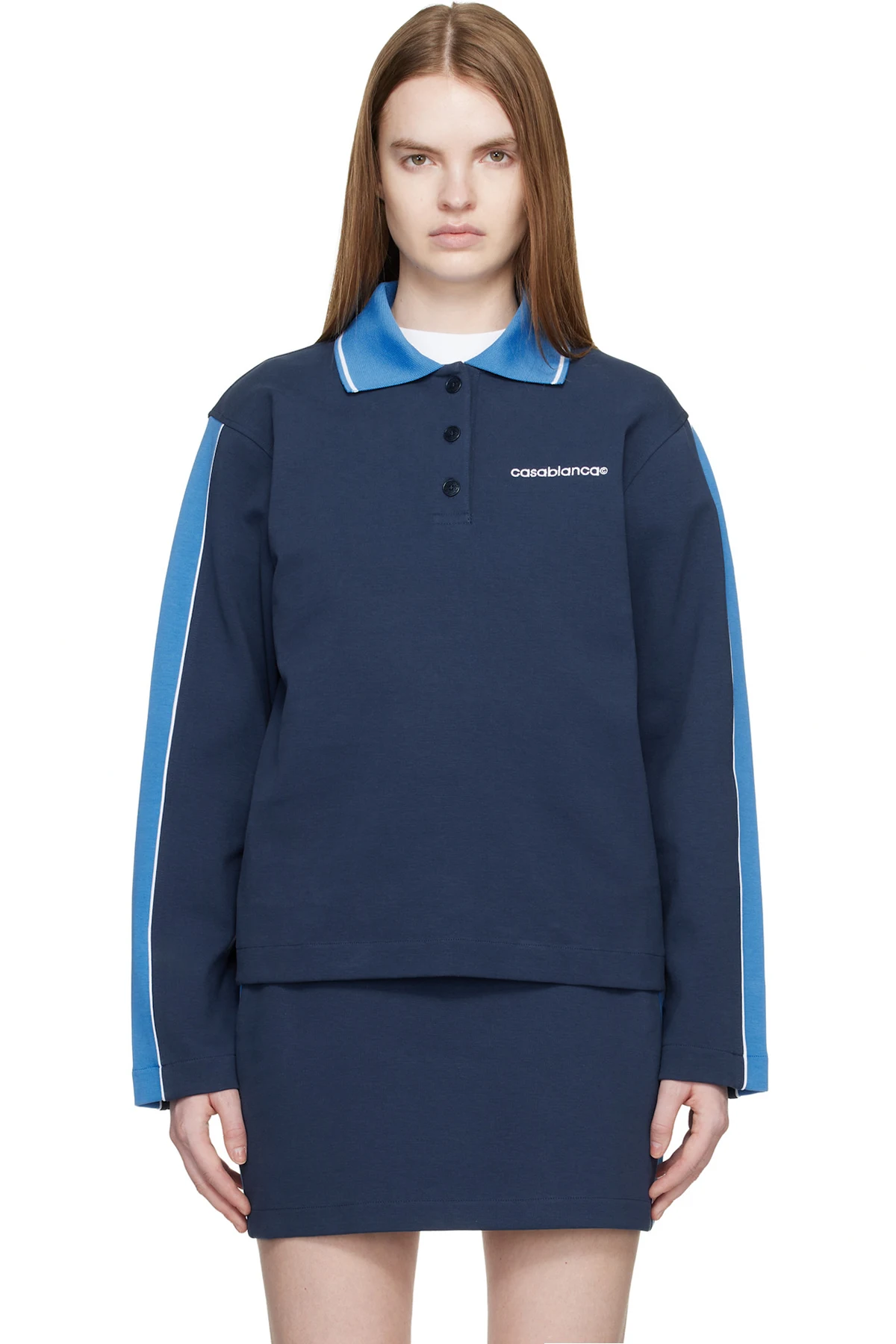 Navy Punto Polo Collared Sweatshirt