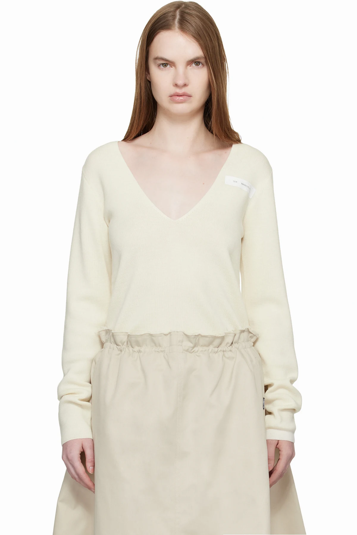 Off-White V-Neck Wool Sweater