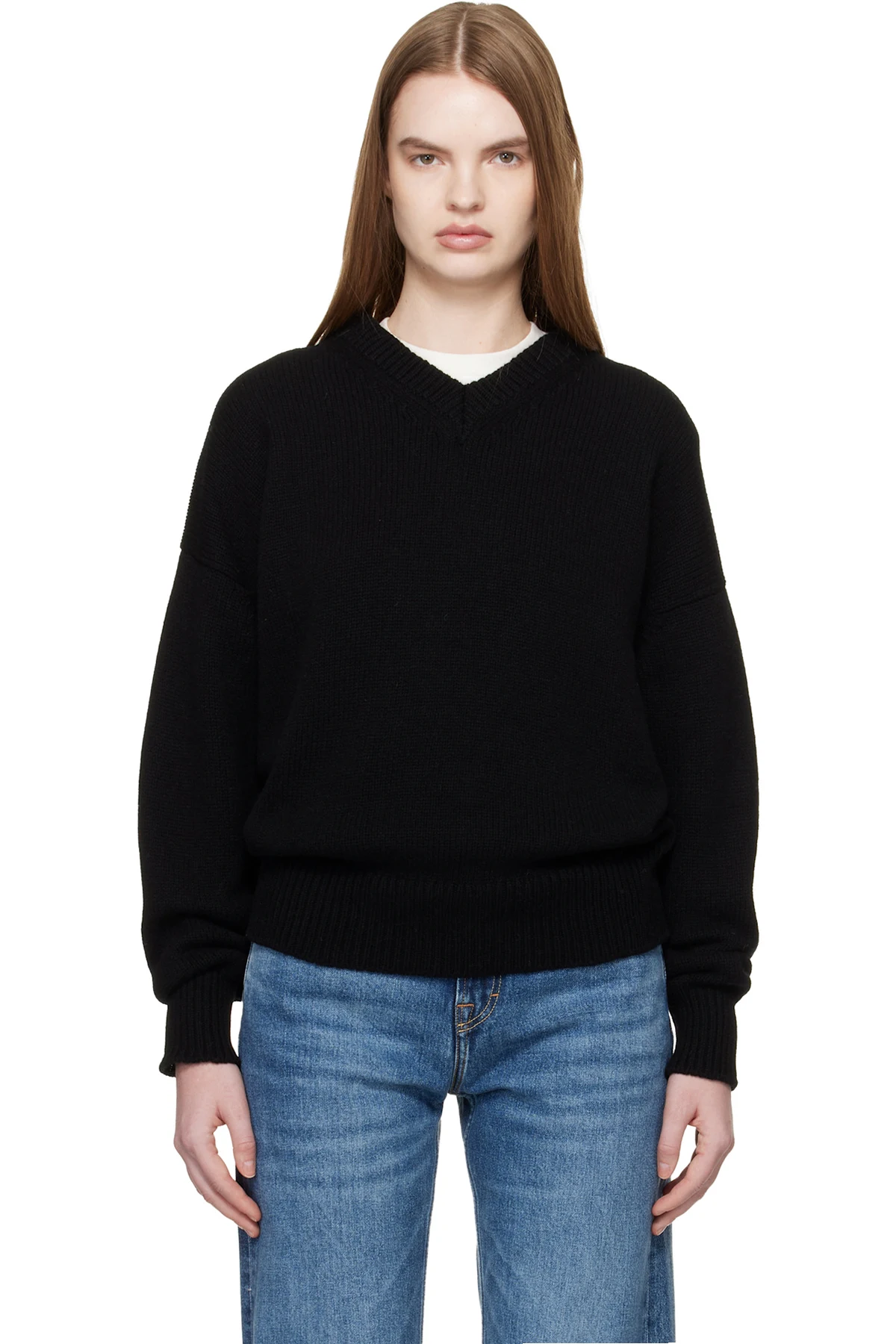 Black Balla Slouch V-Neck Sweater