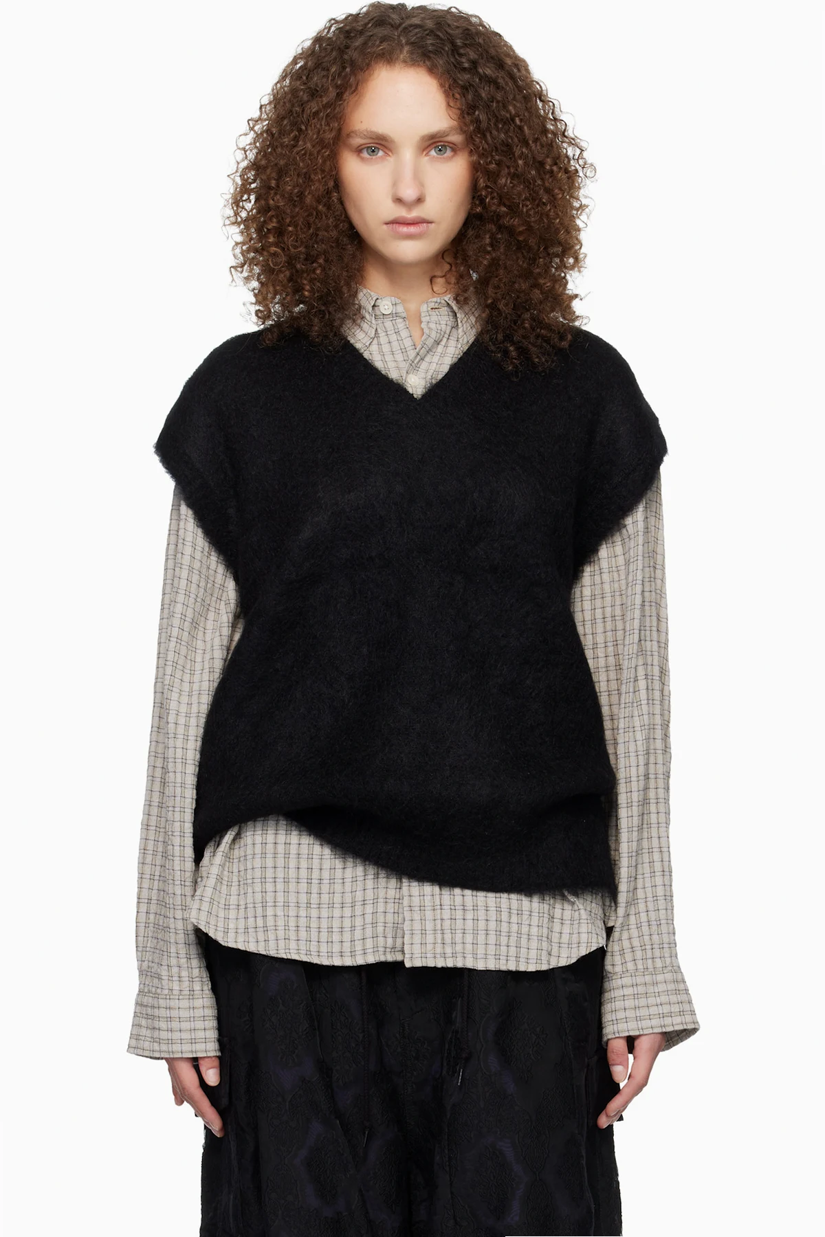 Black Mohair Knit Vest