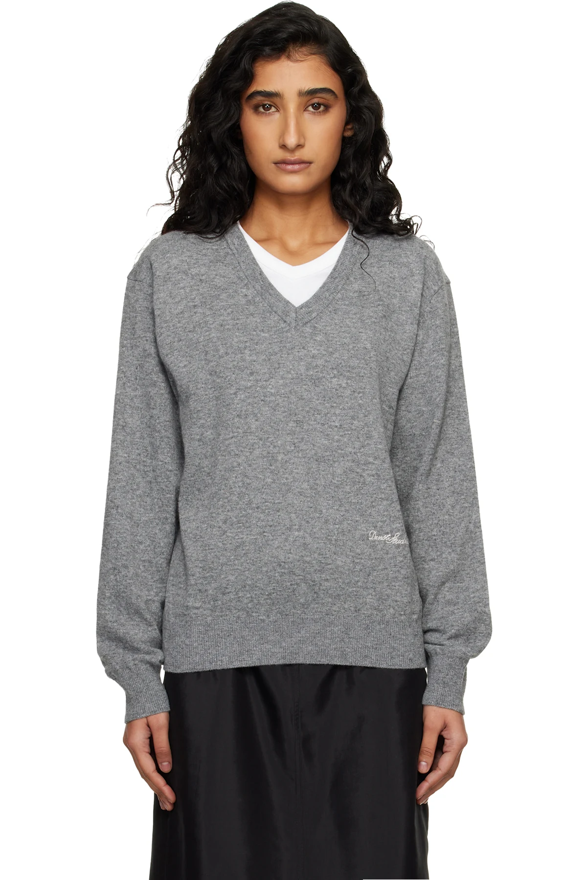 Gray Soft V-Neck Sweater