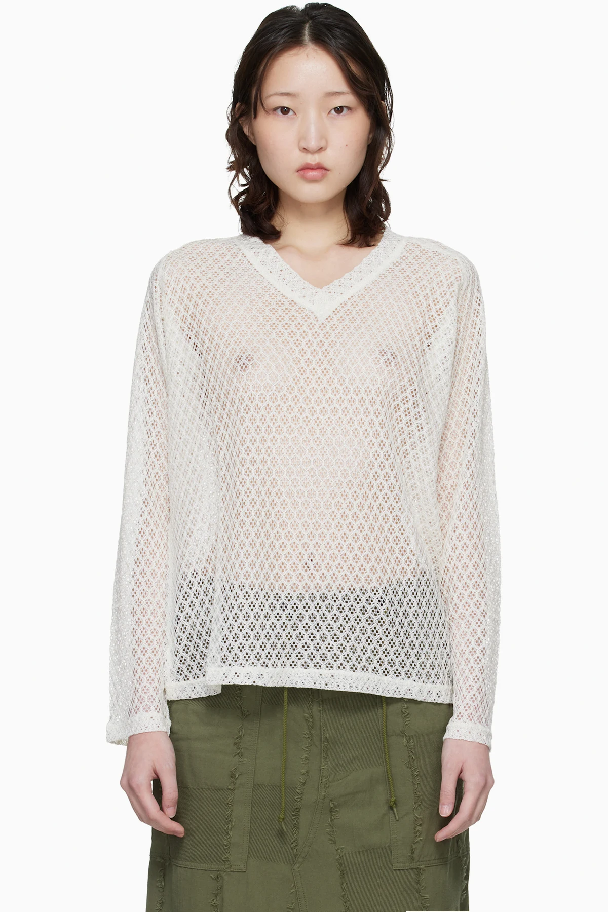 Off-White L/S V-neck Sweater