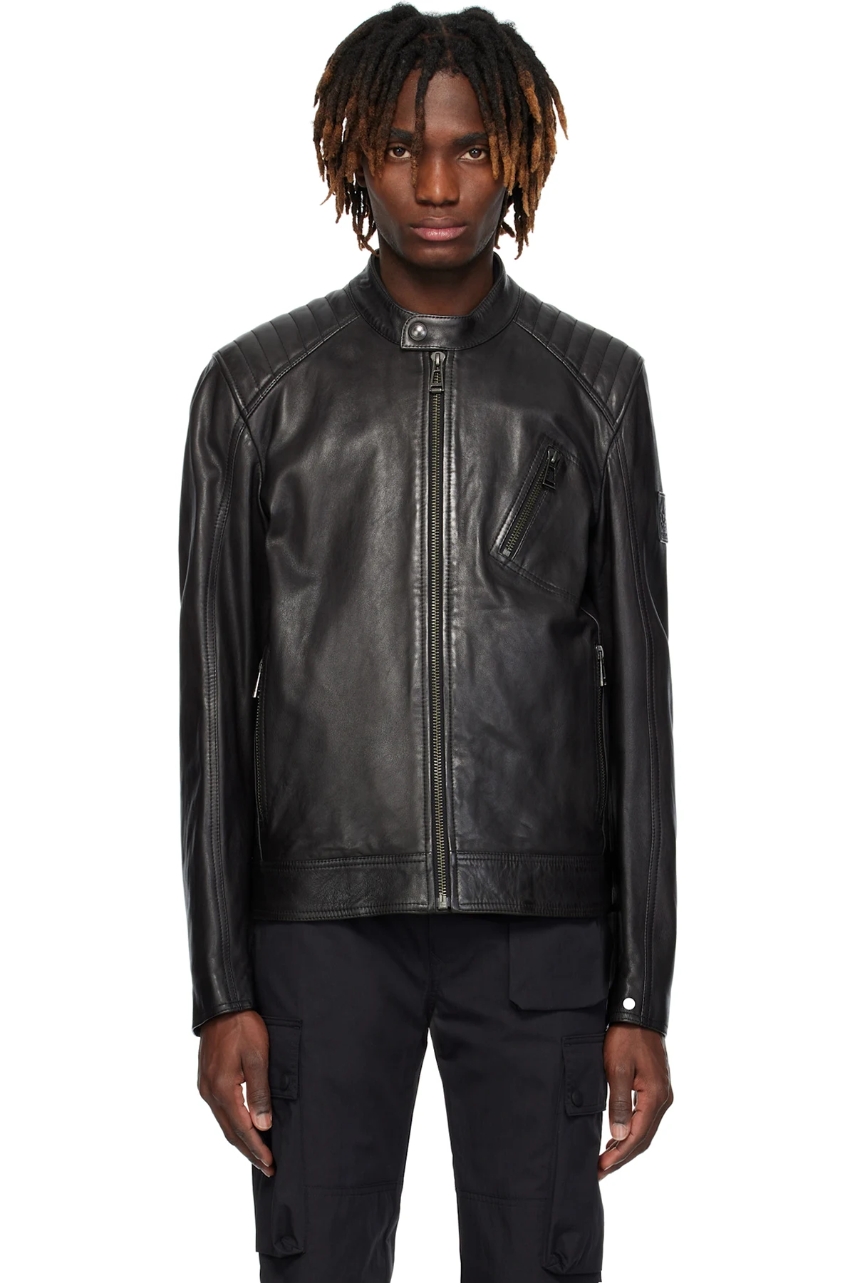 Black V Racer Leather Jacket