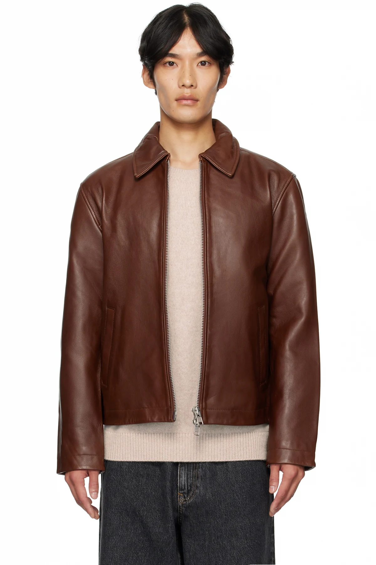 Tan Short Leather Jacket