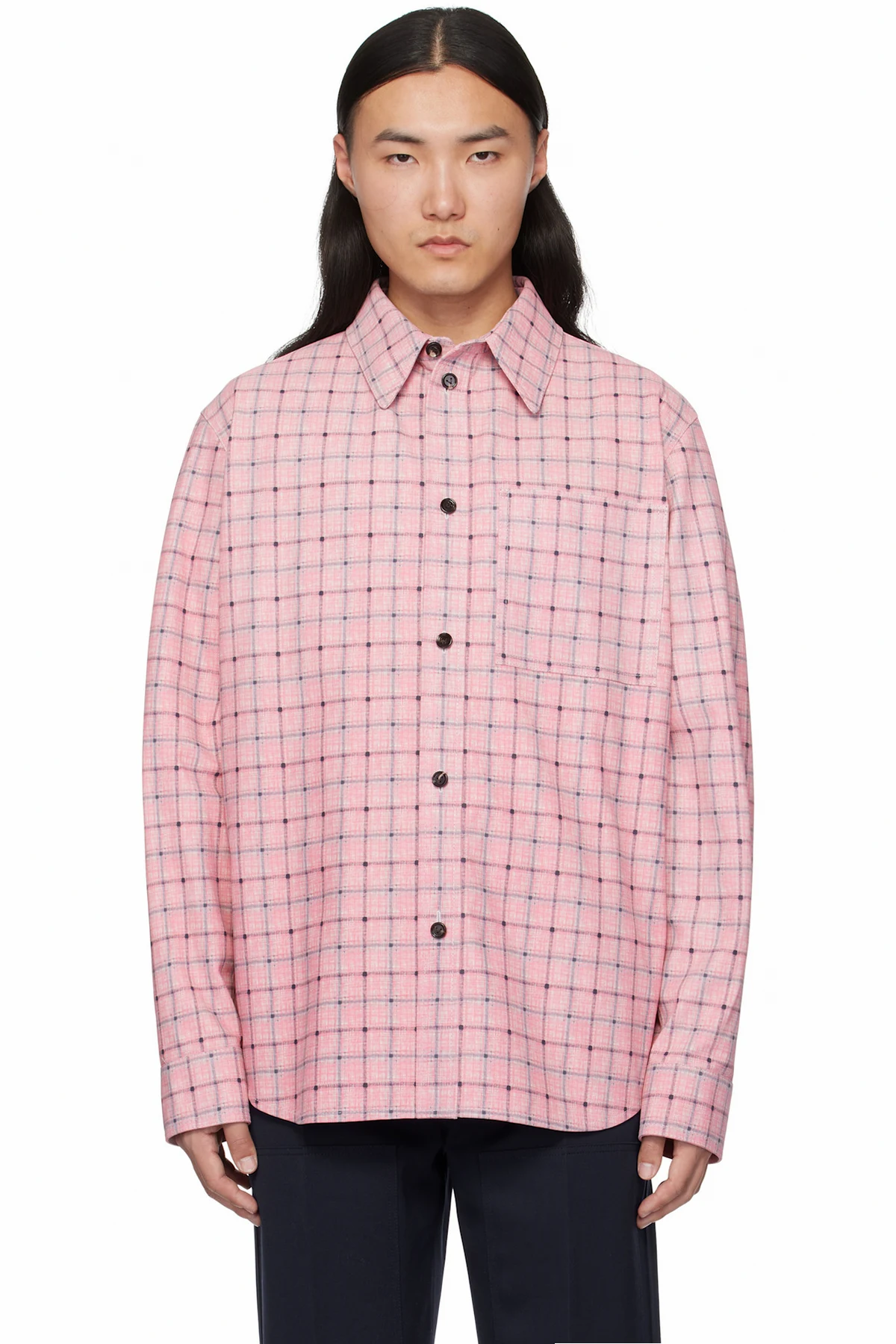 Pink Printed Leather Shirt