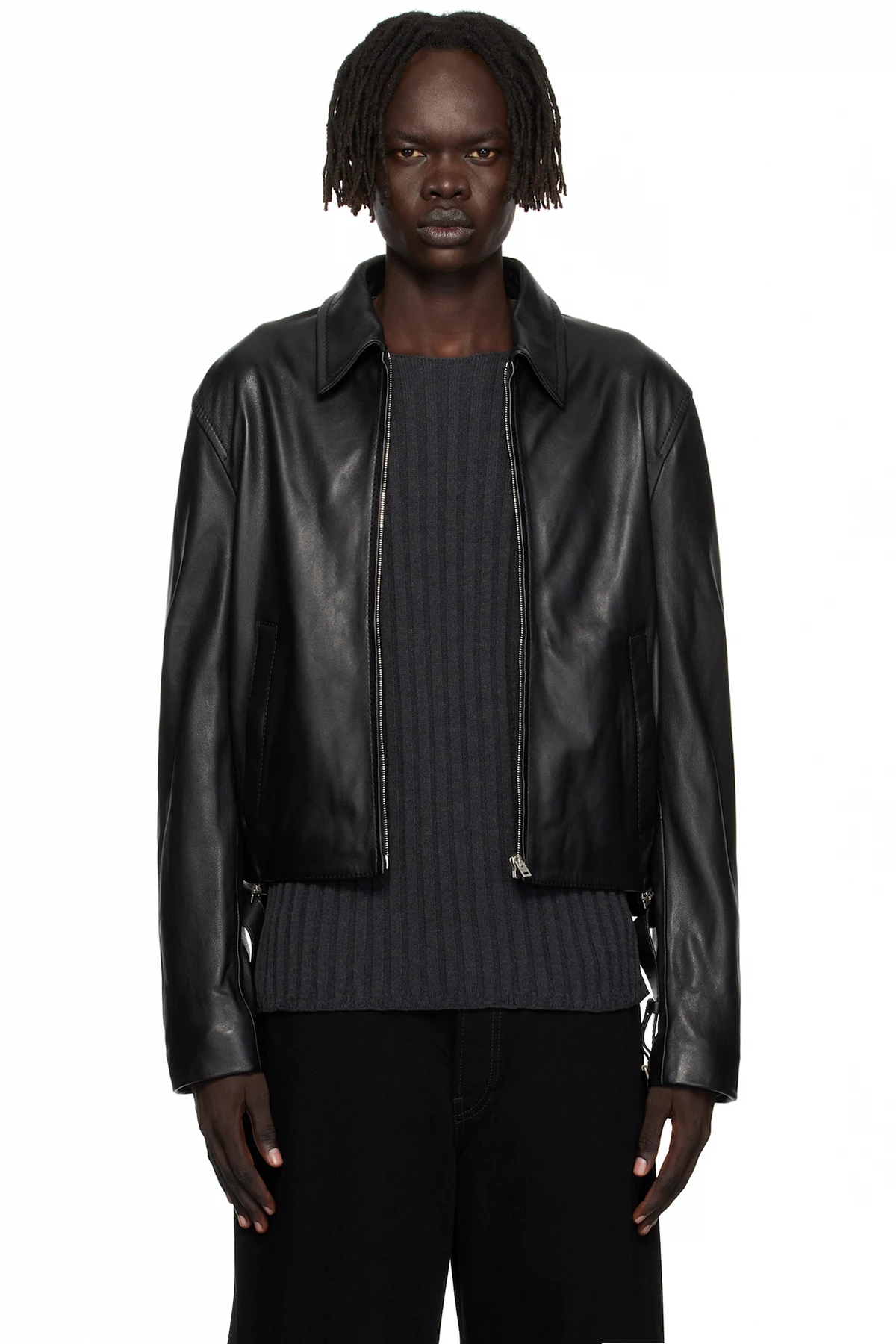 Black Belted Leather Jacket