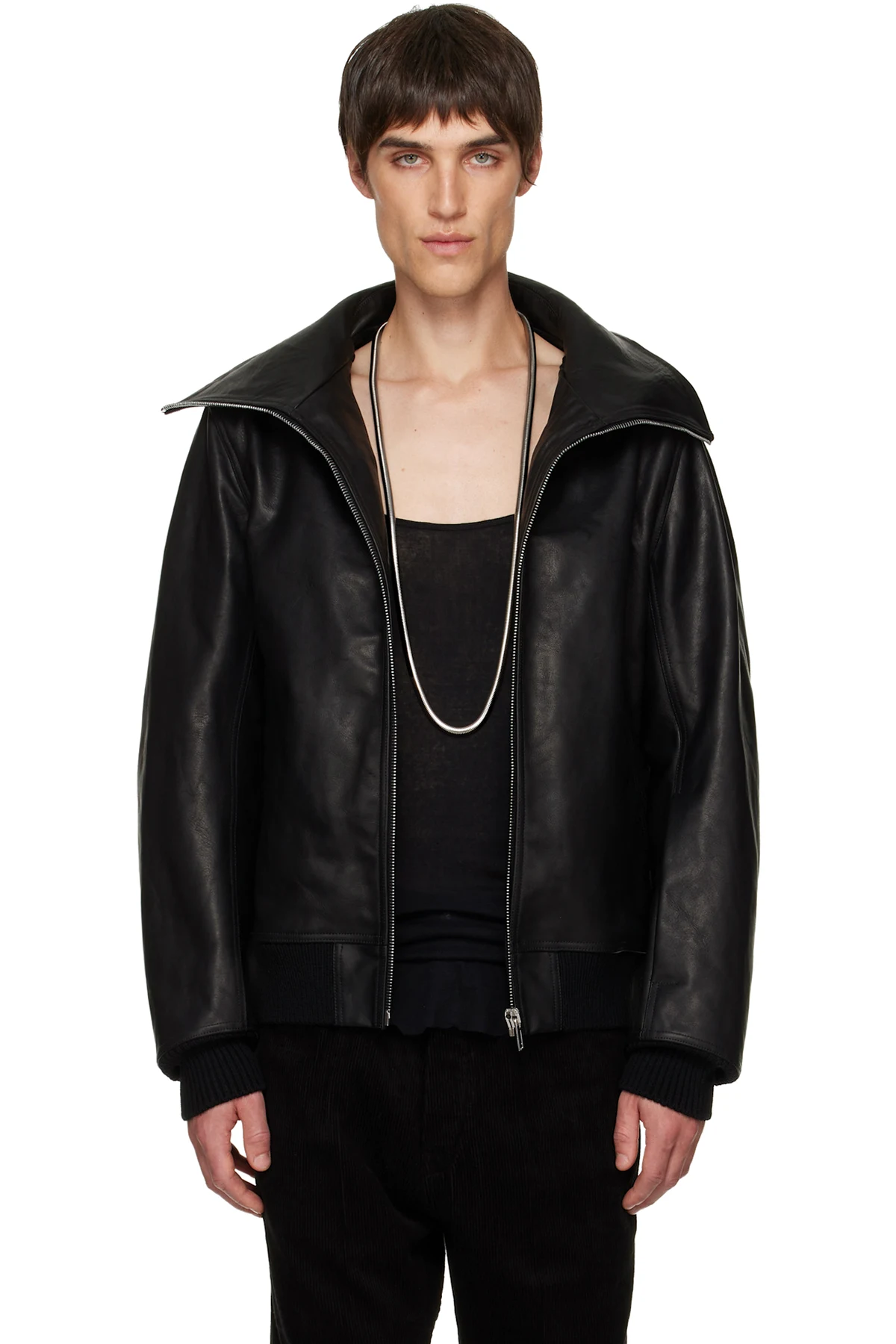 Black Concordians Blixa Dracucollar Leather Jacket