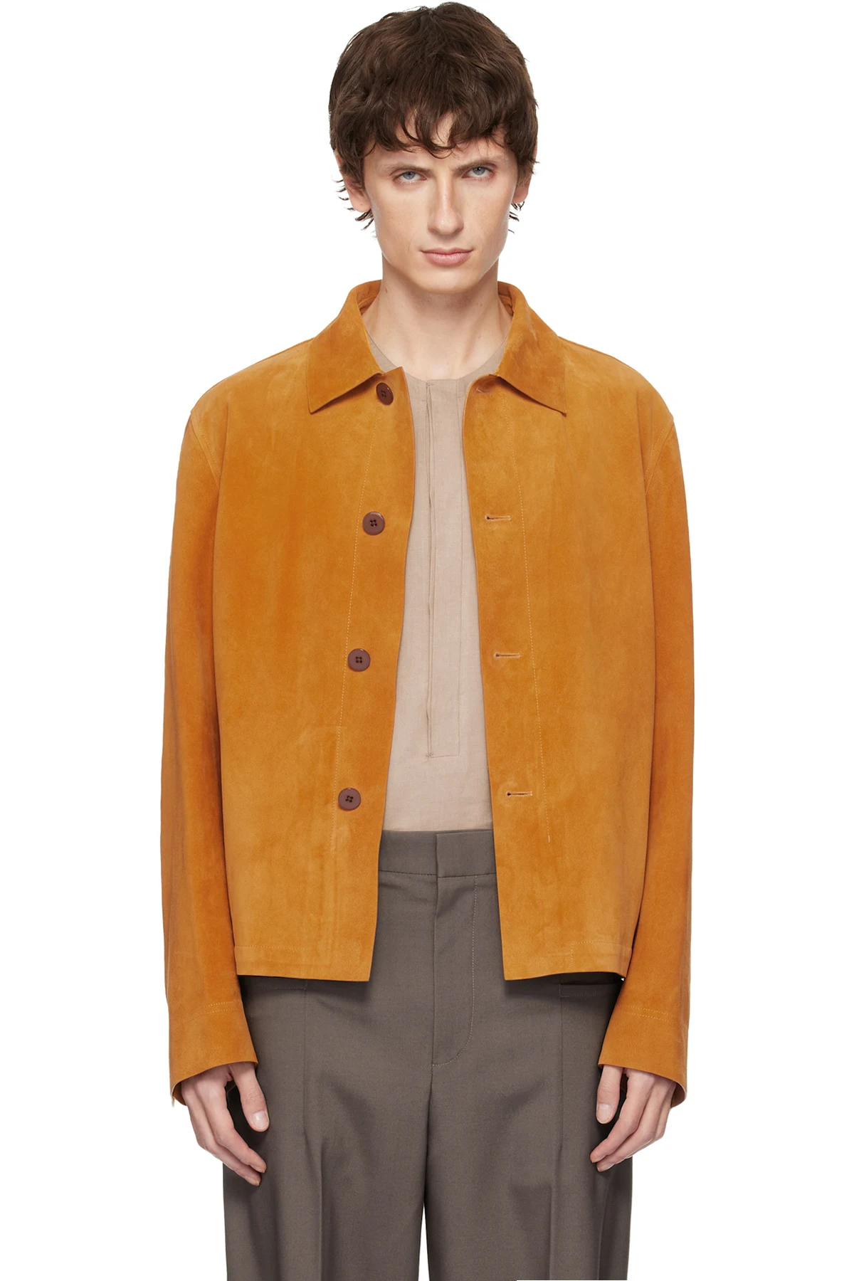 Yellow Calfskin Suede Jacket