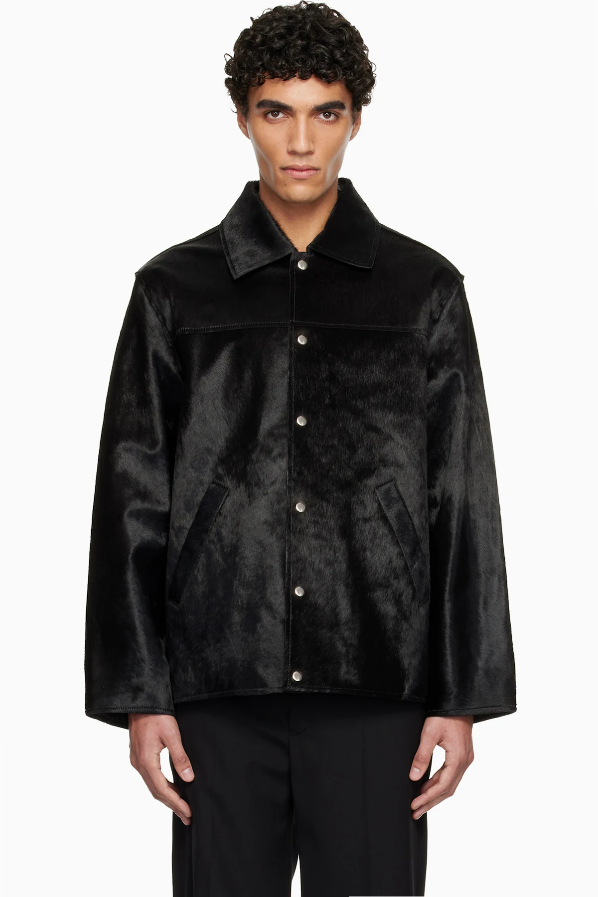 Black Cow Hide Coach Jacket