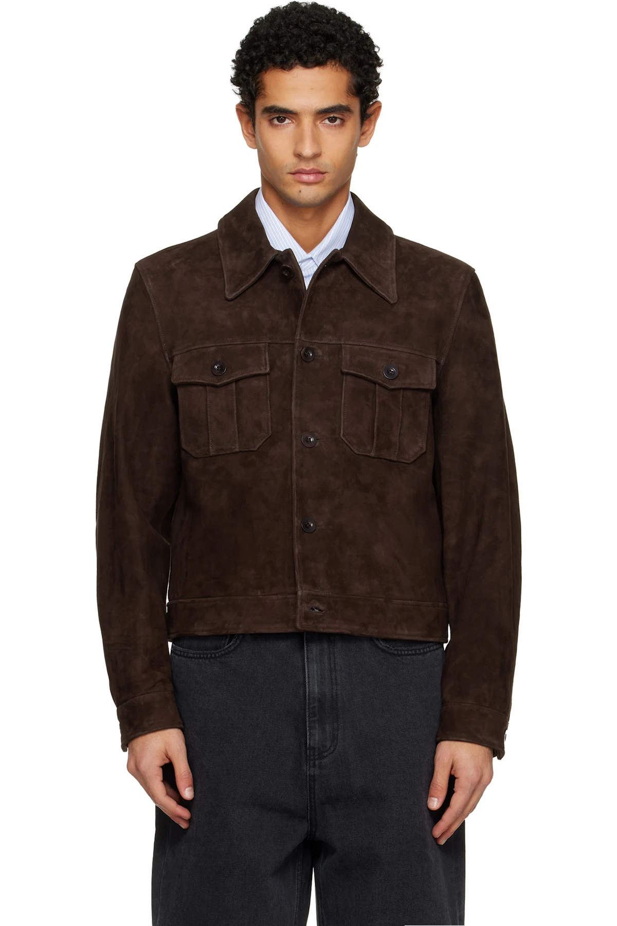 Brown Trucker Suede Jacket
