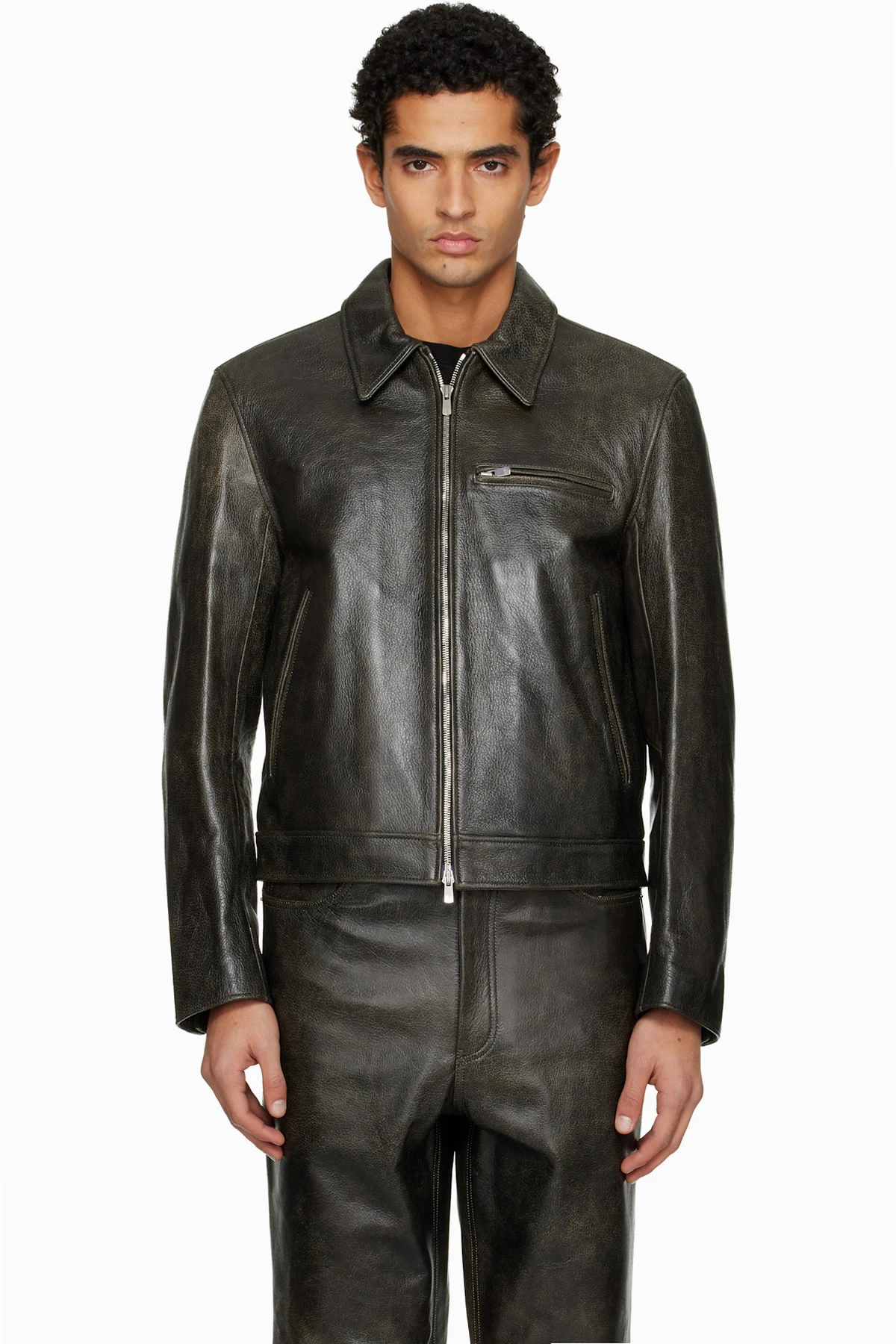 Black Zip Leather Jacket