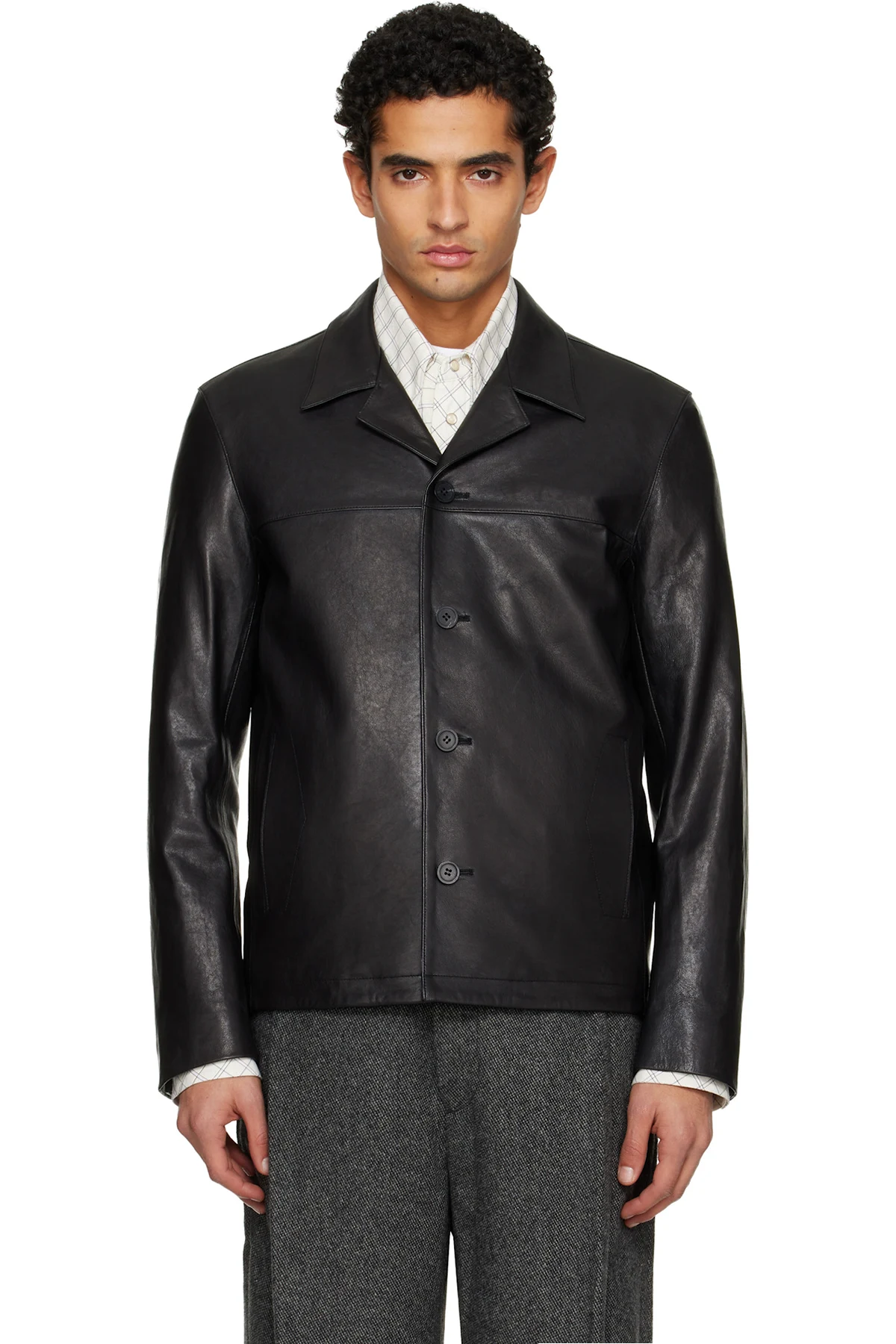 Black Vegetable Tanned Lamb Leather Jacket