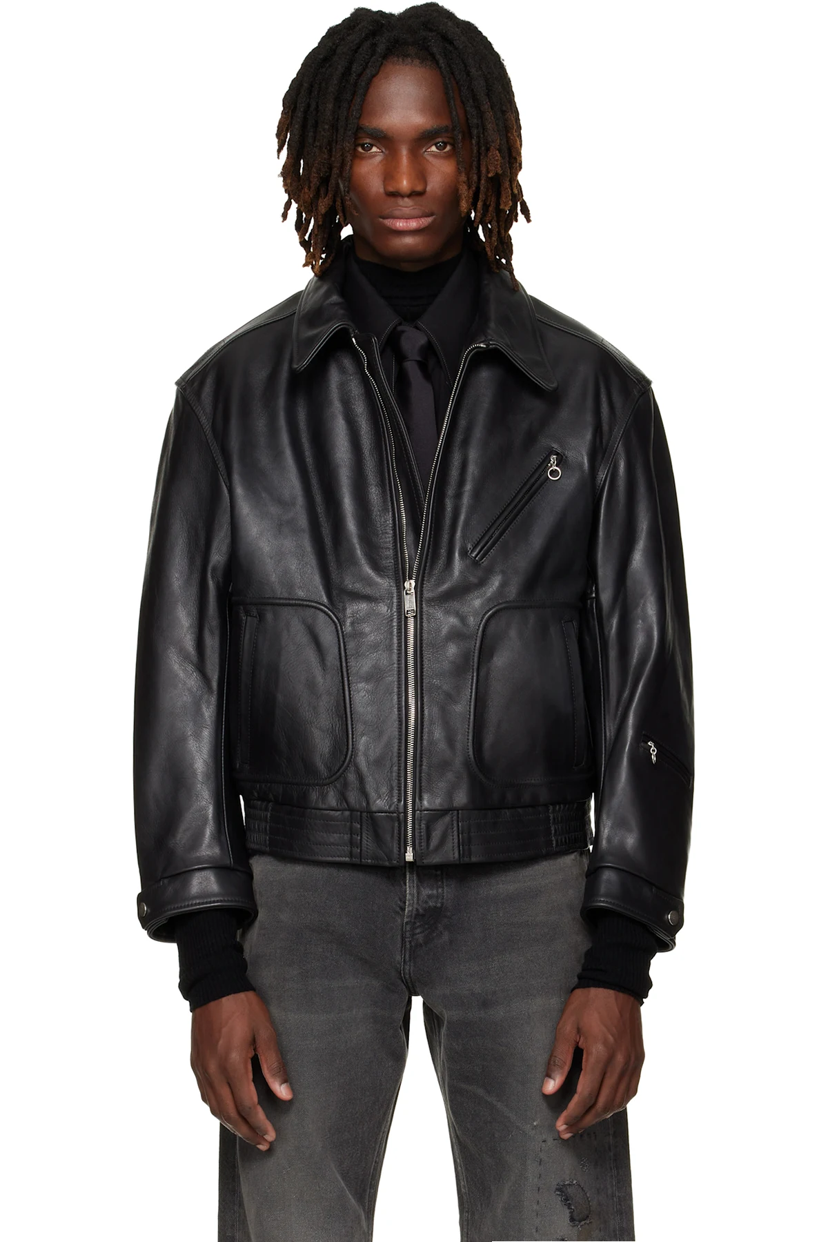 Black 'Combattimento' Leather Jacket