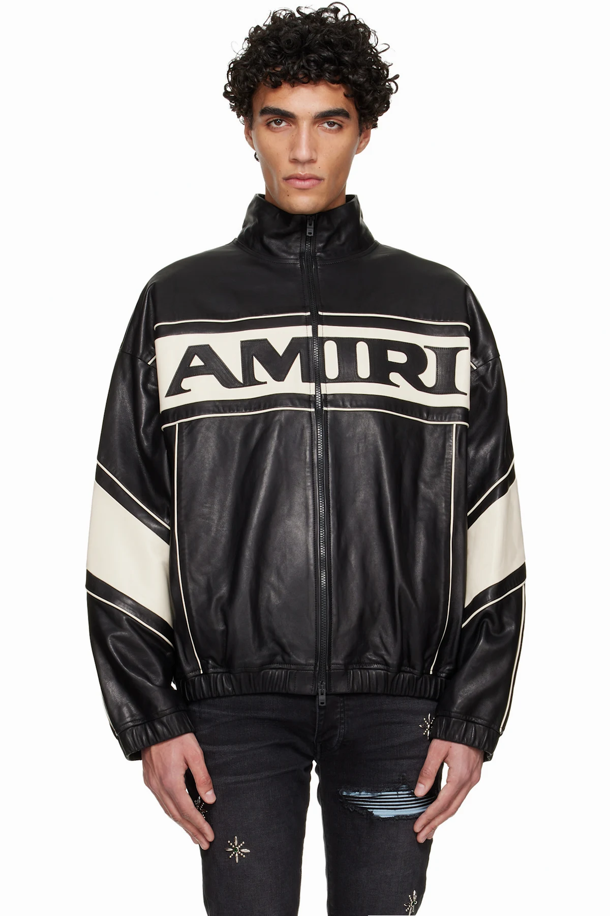 Black 'AMIRI' Sport Leather Jacket