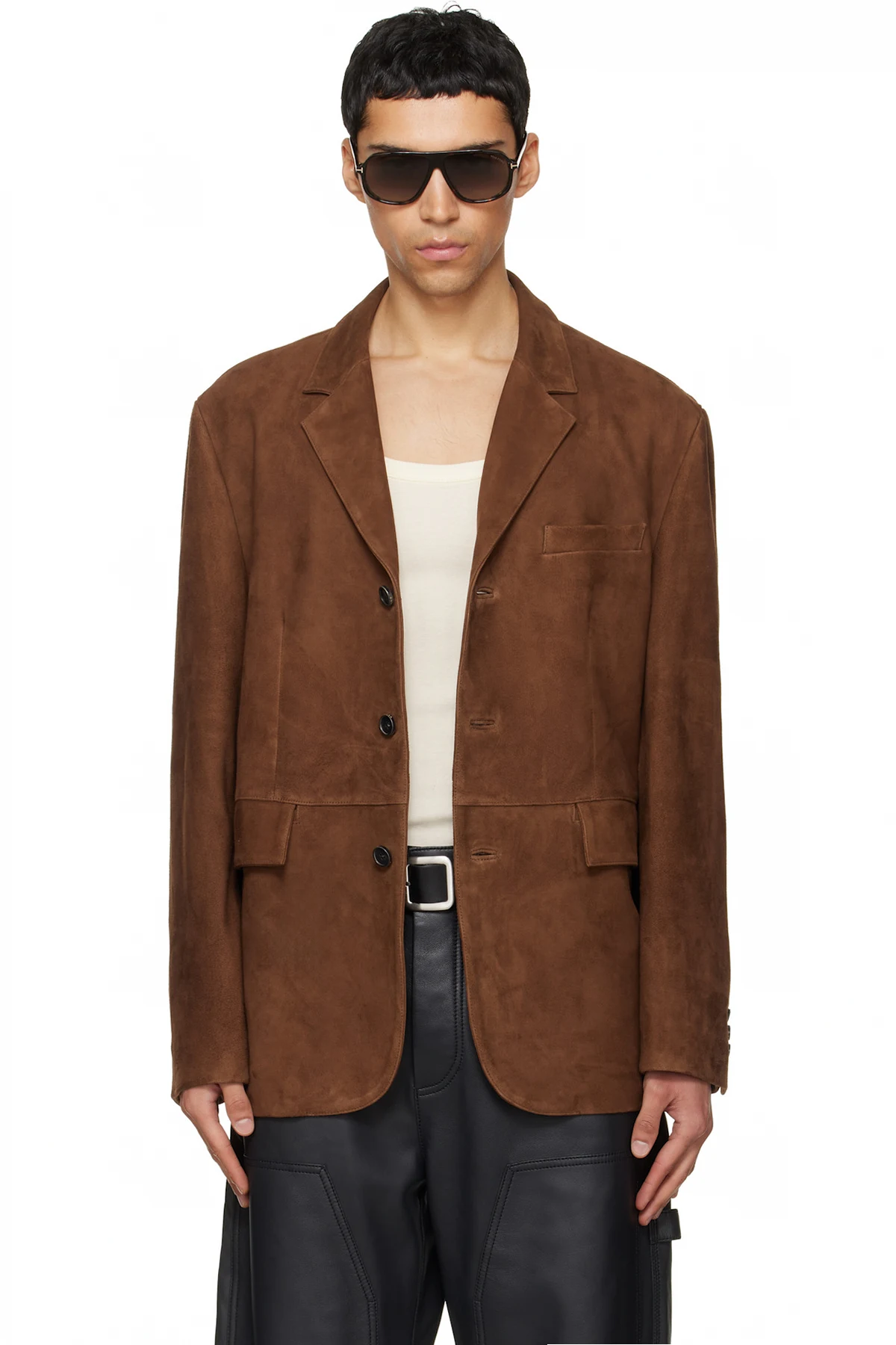 Brown Tailored Suede Blazer