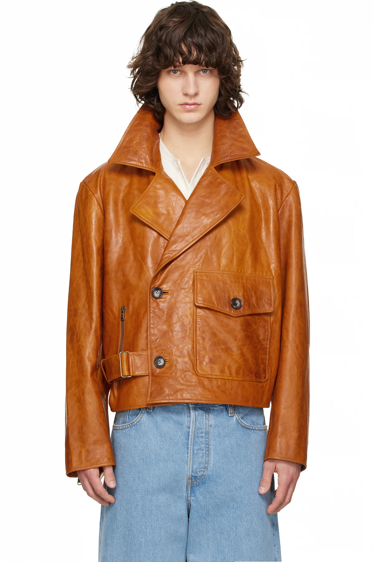 Tan Leather Moto Jacket