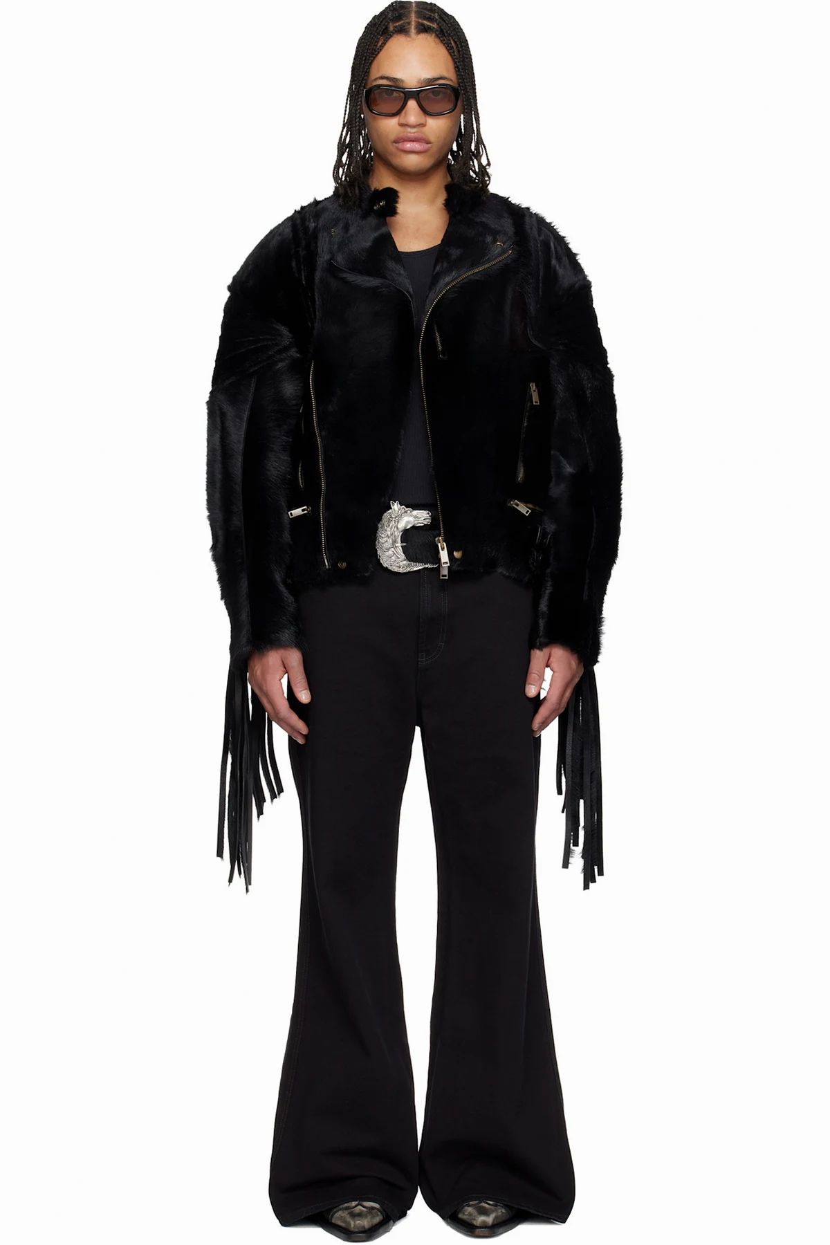 Black 'Year of the Horse' Pony Moto L-D Leather Jacket