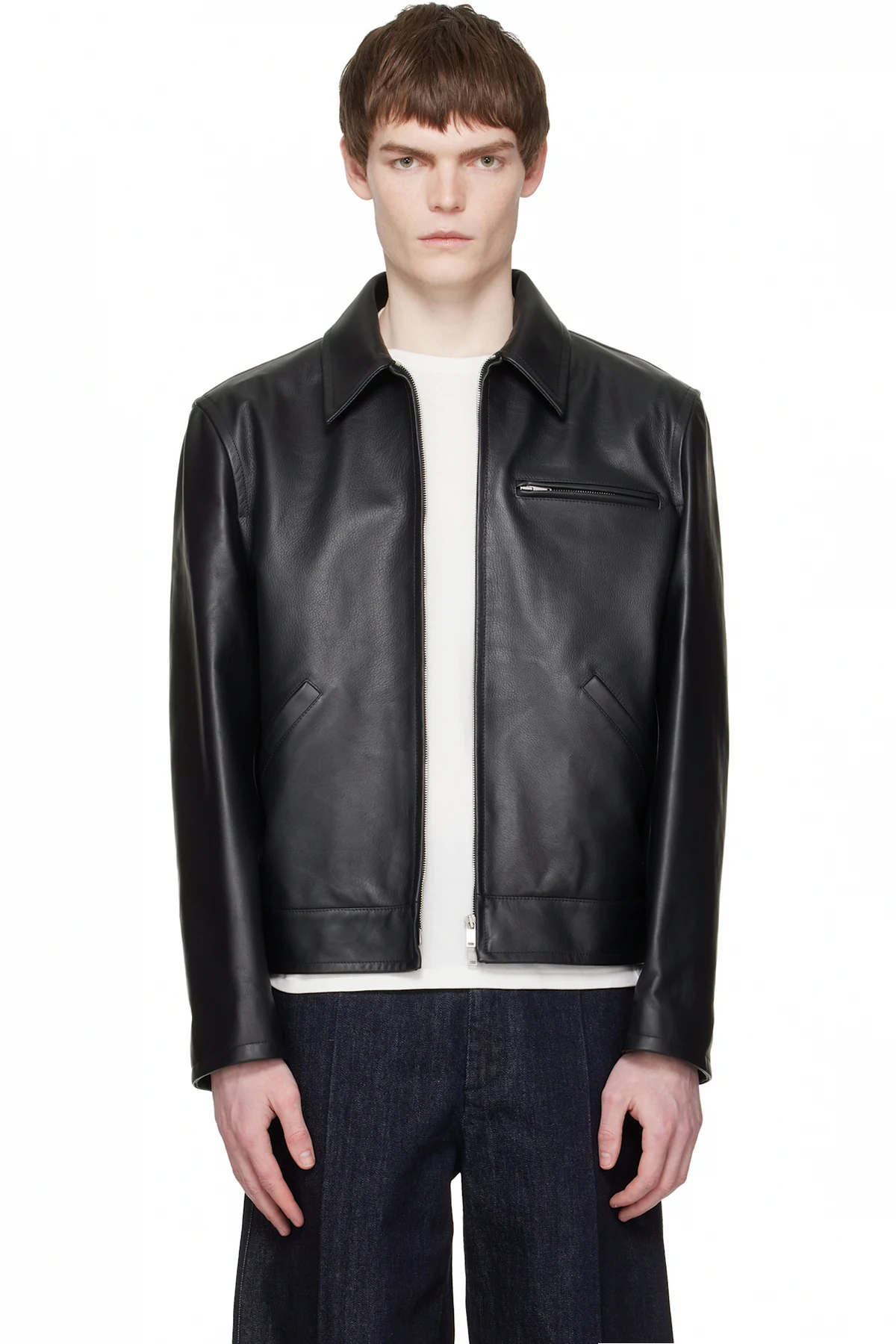 Black Blouson Leather Jacket