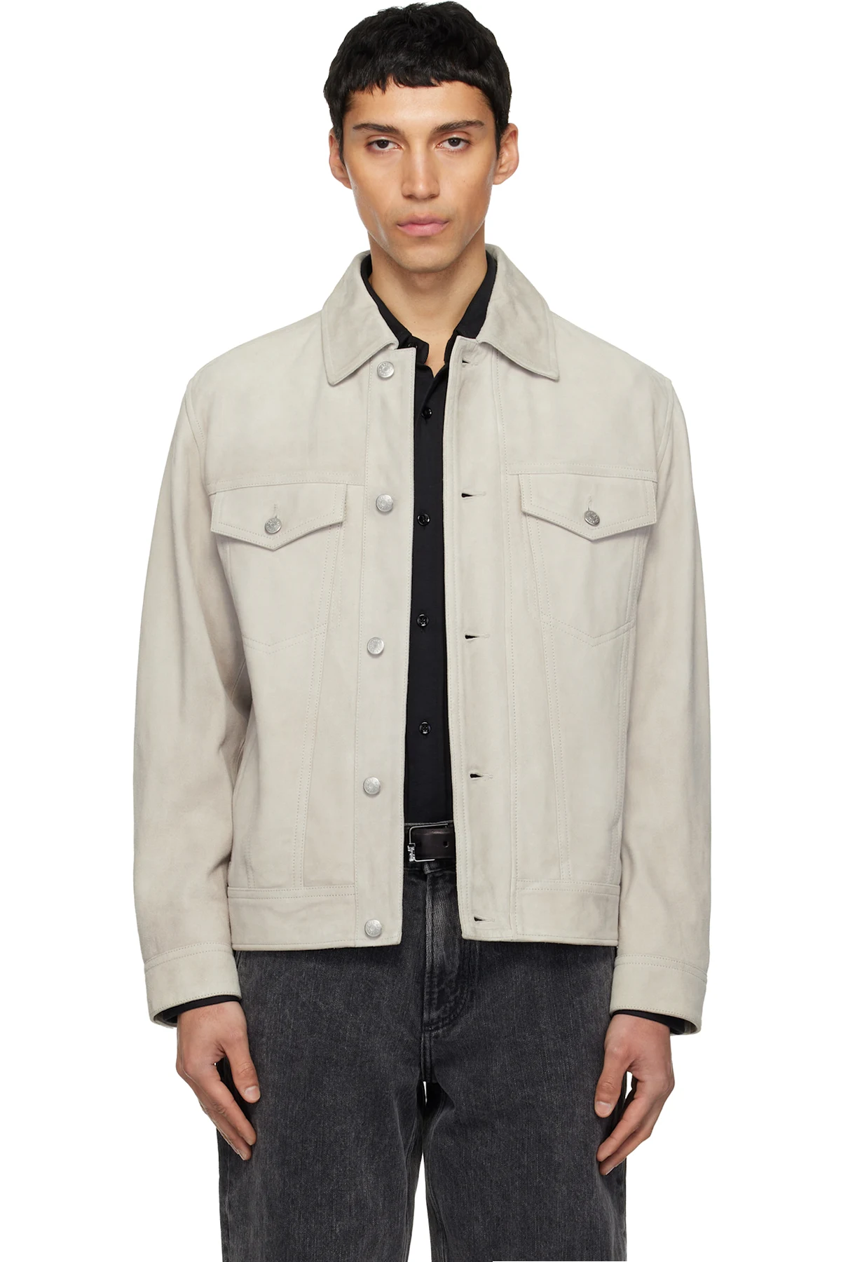 Taupe Goatskin Suede Jacket