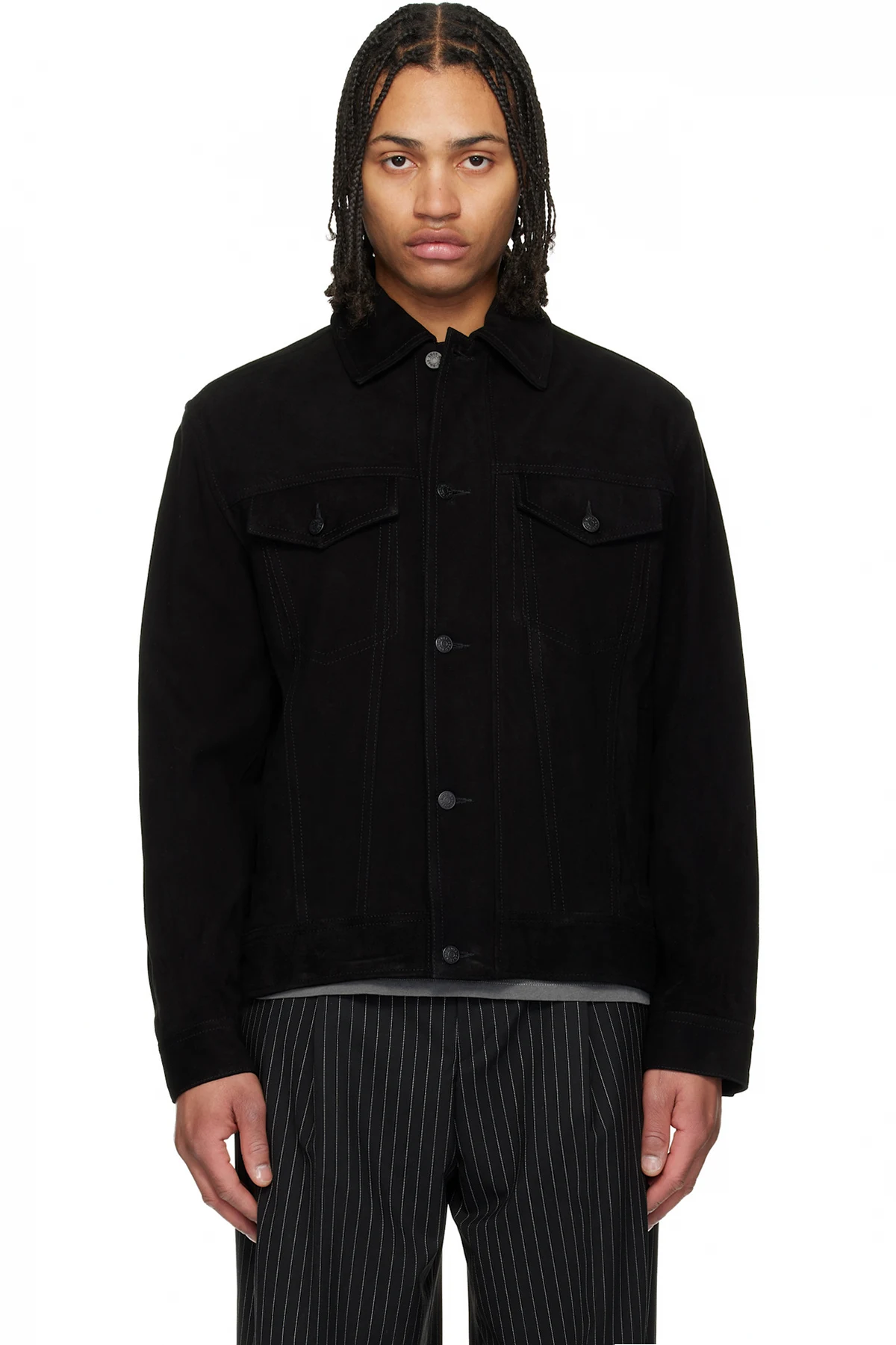 Black Goatskin Suede Jacket