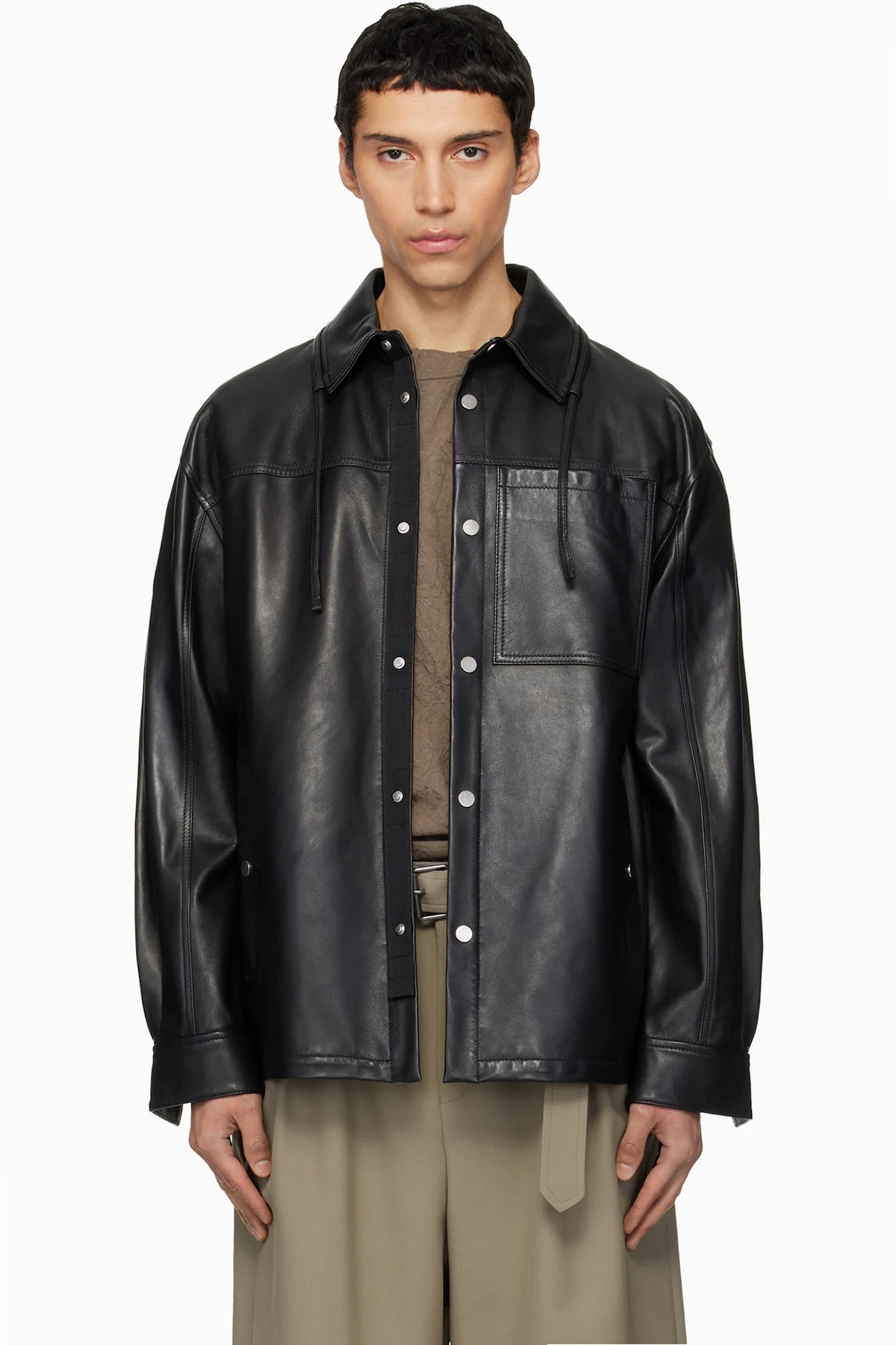 Black Overshirt Leather Jacket