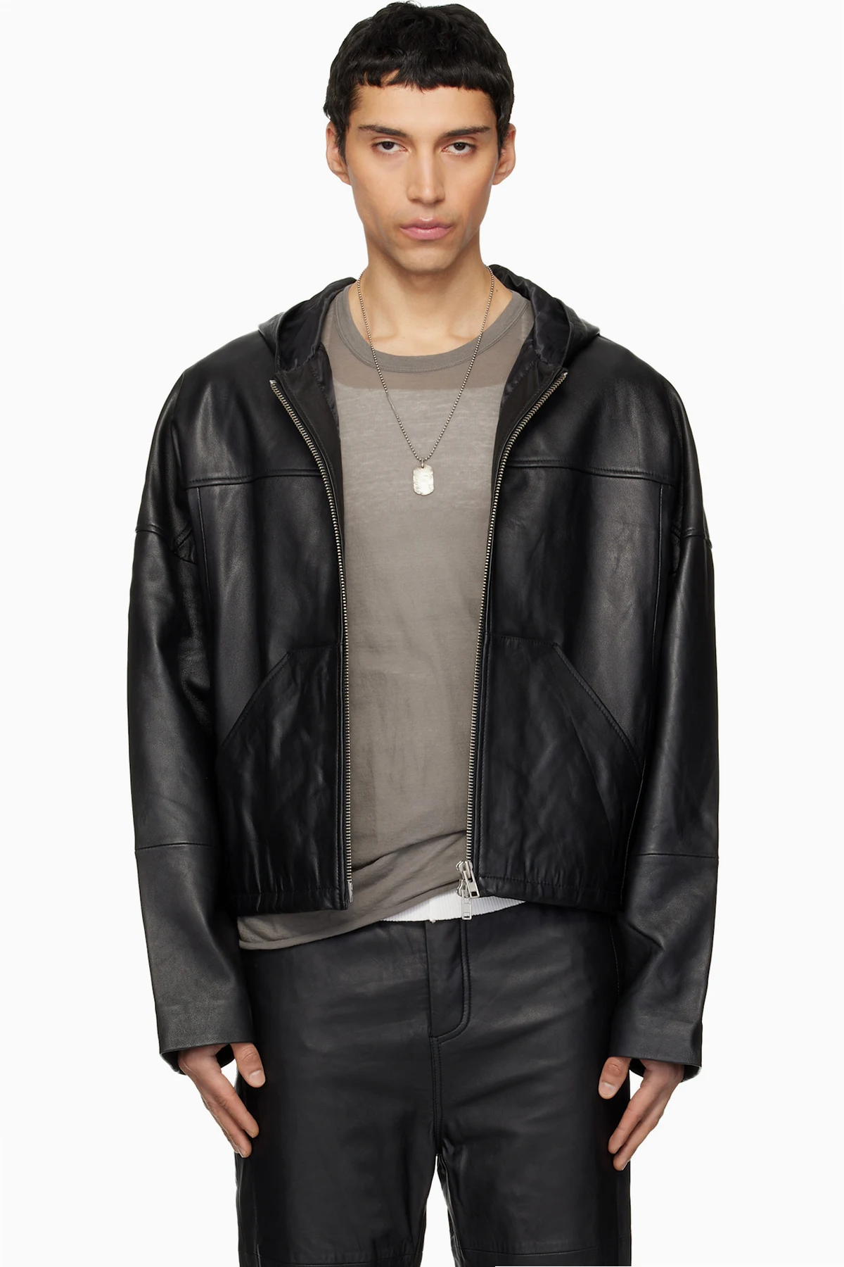 Black Hector Leather Hoodie