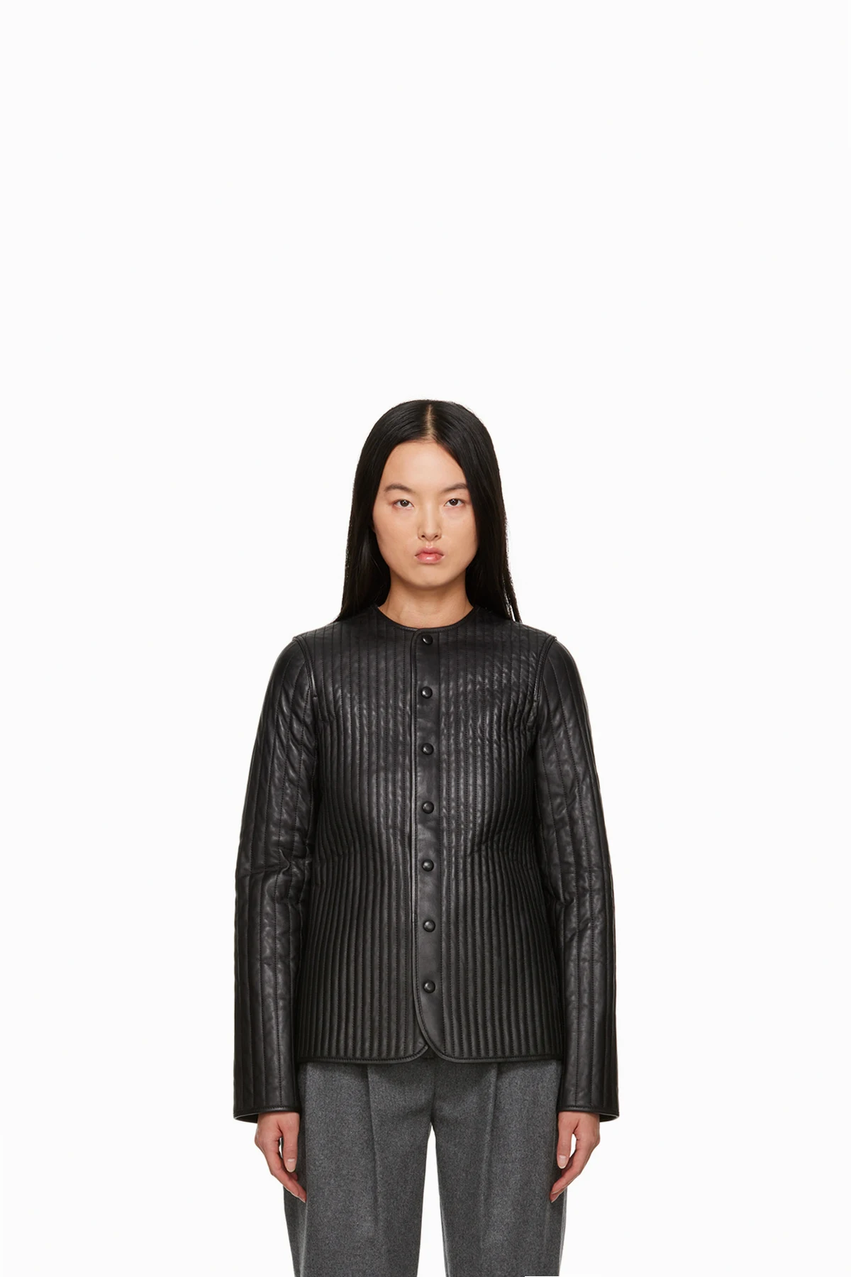 Black Quilted Reversible Leather Jacket