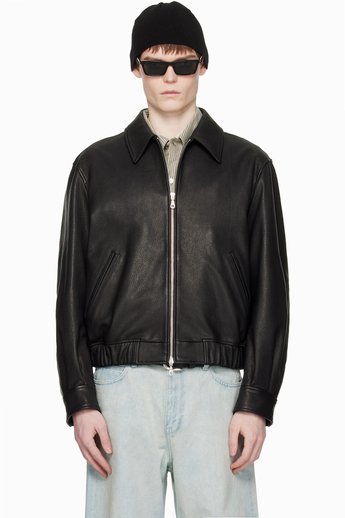 Black Goatskin Blouson Jacket