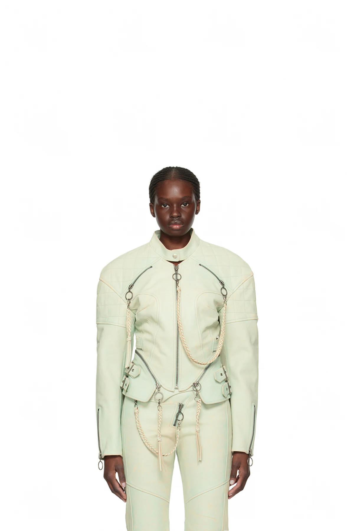 SSENSE Exclusive Blue Nihil Leather Jacket