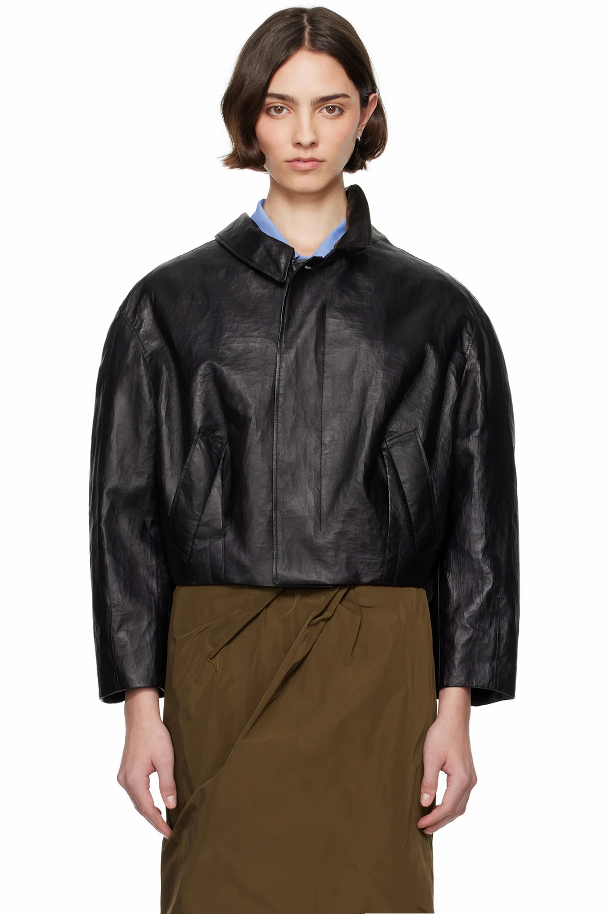 Black Coated Leather Jacket