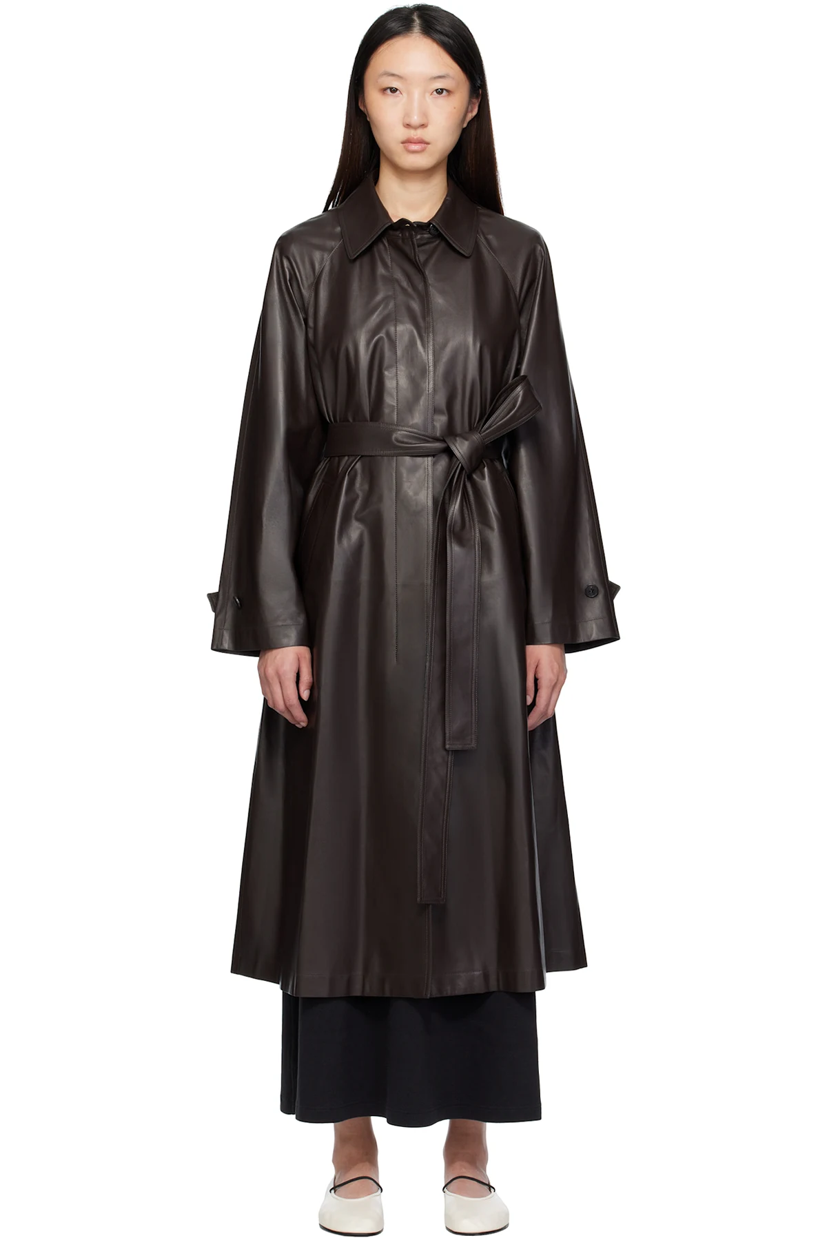 Brown Ryota Leather Coat