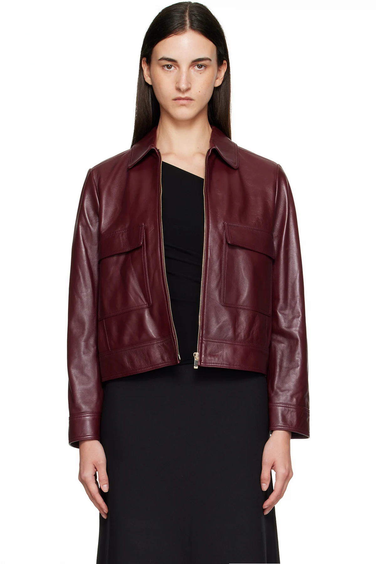 Burgundy Nepet Leather Jacket