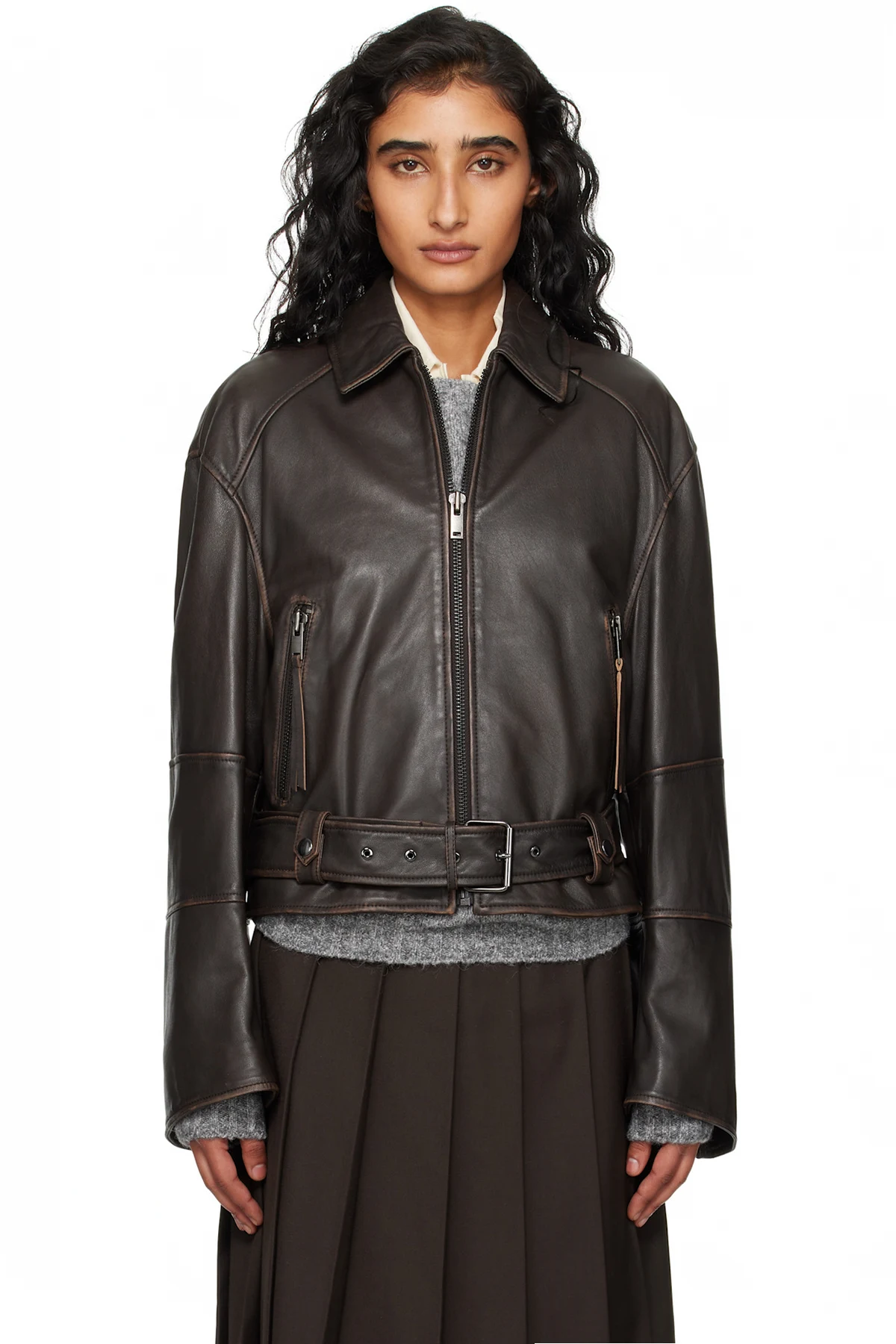 Brown Egizio Leather Jacket