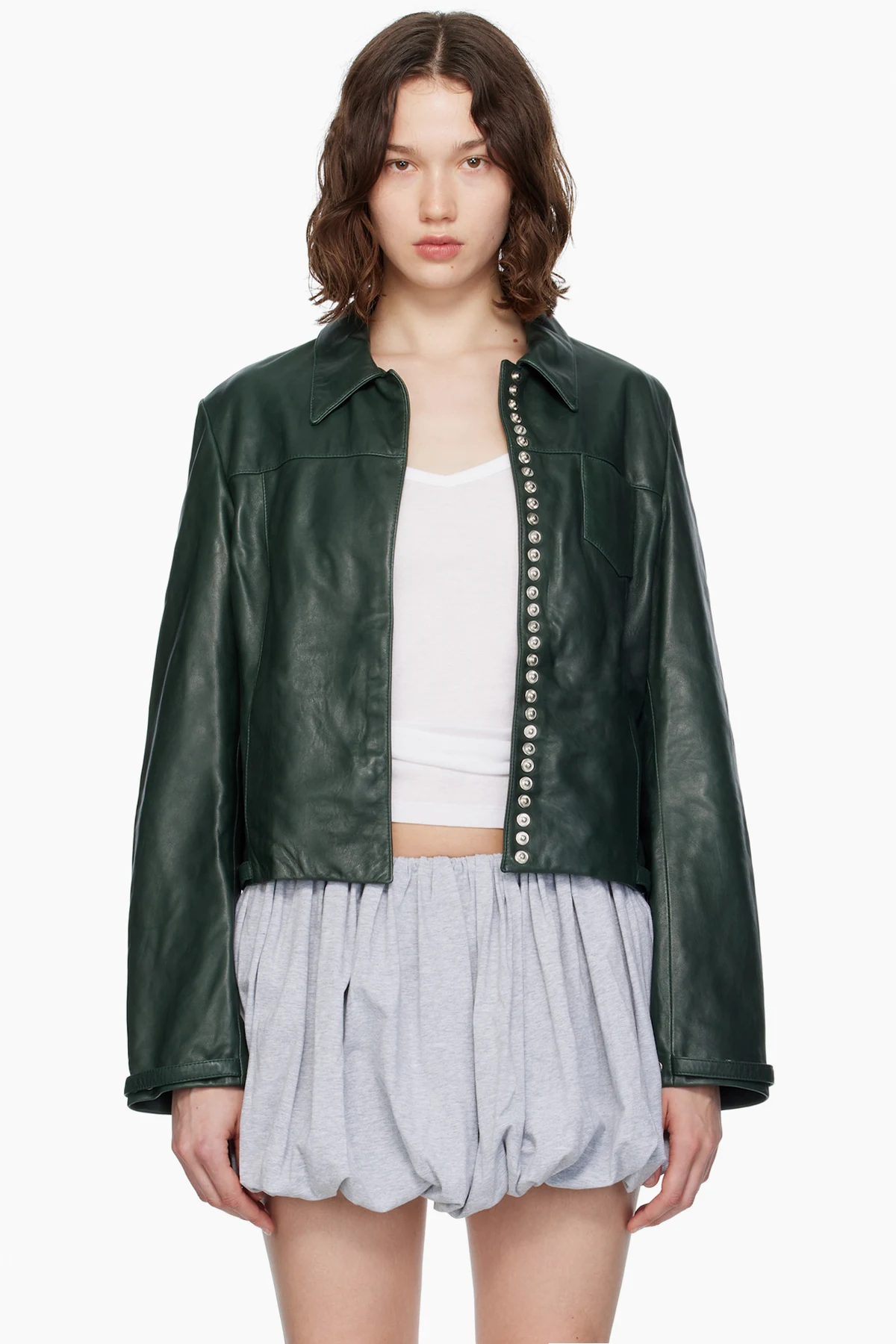 Khaki Octavia Leather Jacket