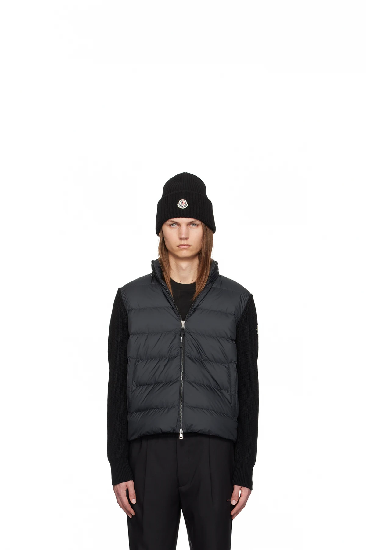 Black Padded Zip-Up Down Hoodie