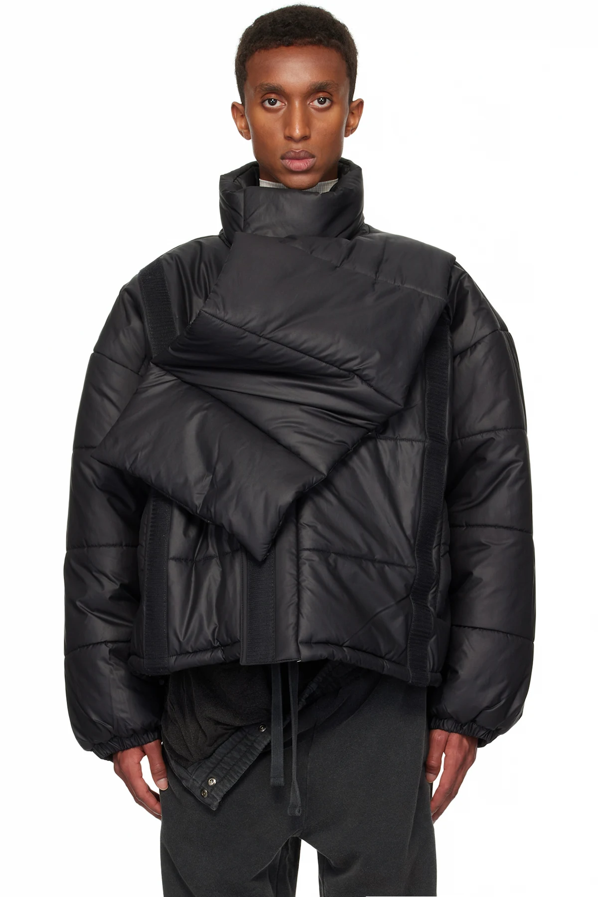 Black Velcro Puffer Jacket