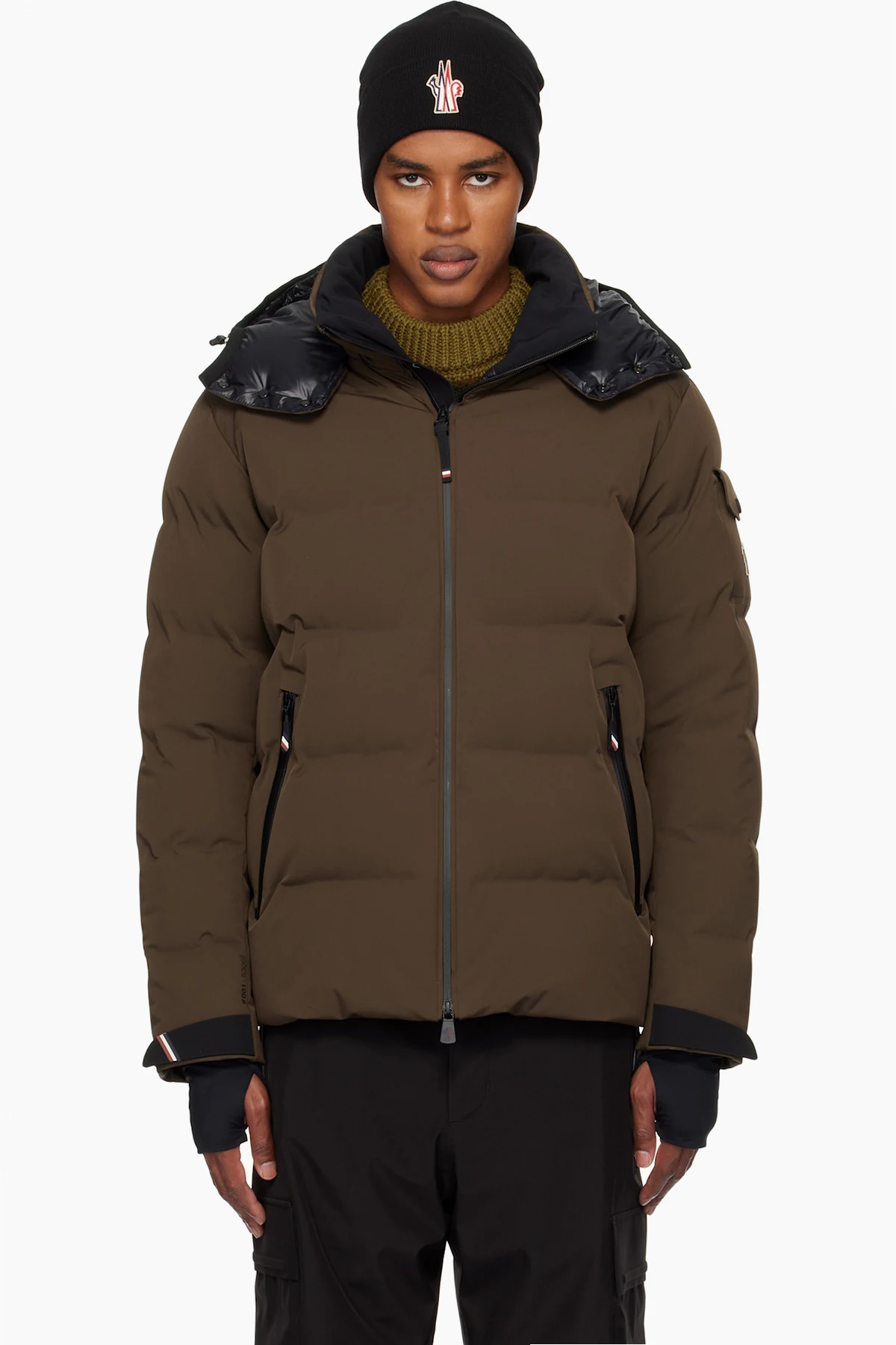 Brown Montgetech Hooded Ski Down Jacket
