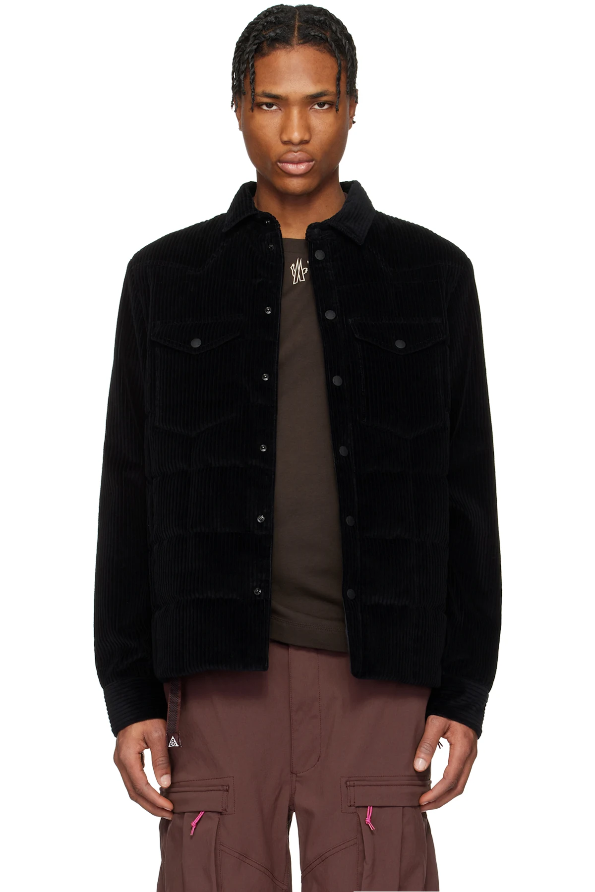 Black Gelt Corduroy Down Shirt Jacket