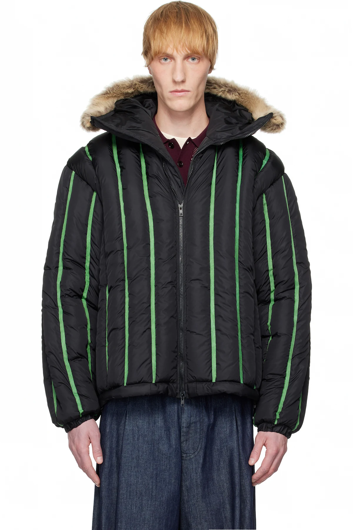 Black Quilted Puffer Bomber Jacket