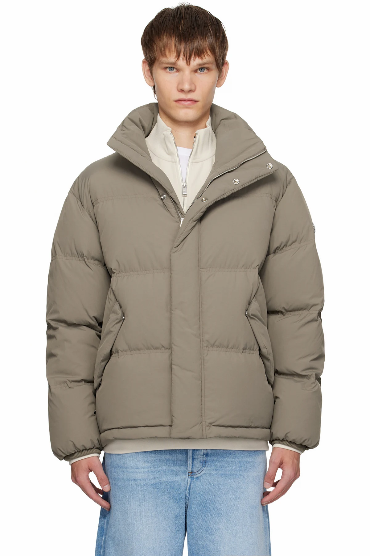 Taupe Water-Repellent Down Jacket