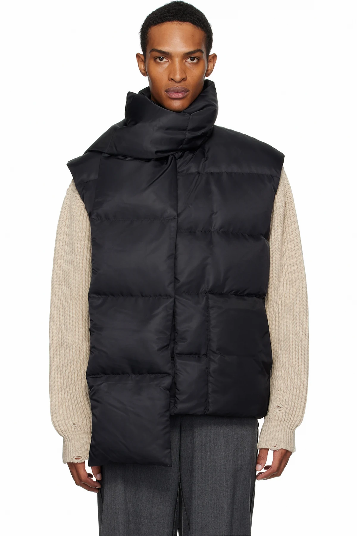 Black Scarf Down Vest